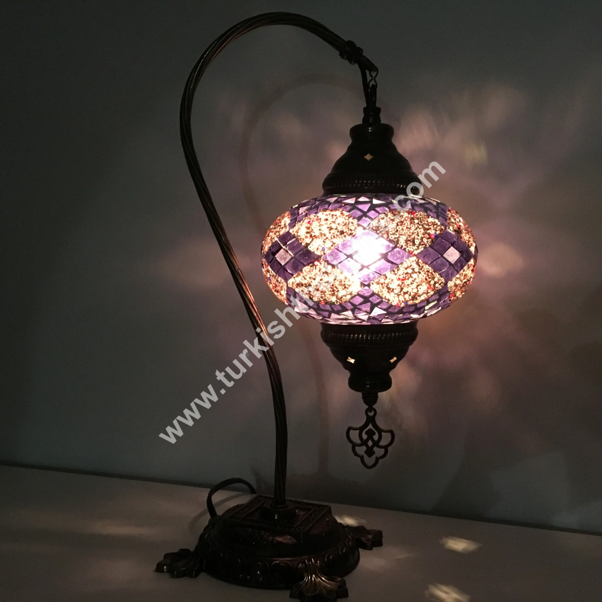 Melidia Swan Neck Mosaic Table Lamp
