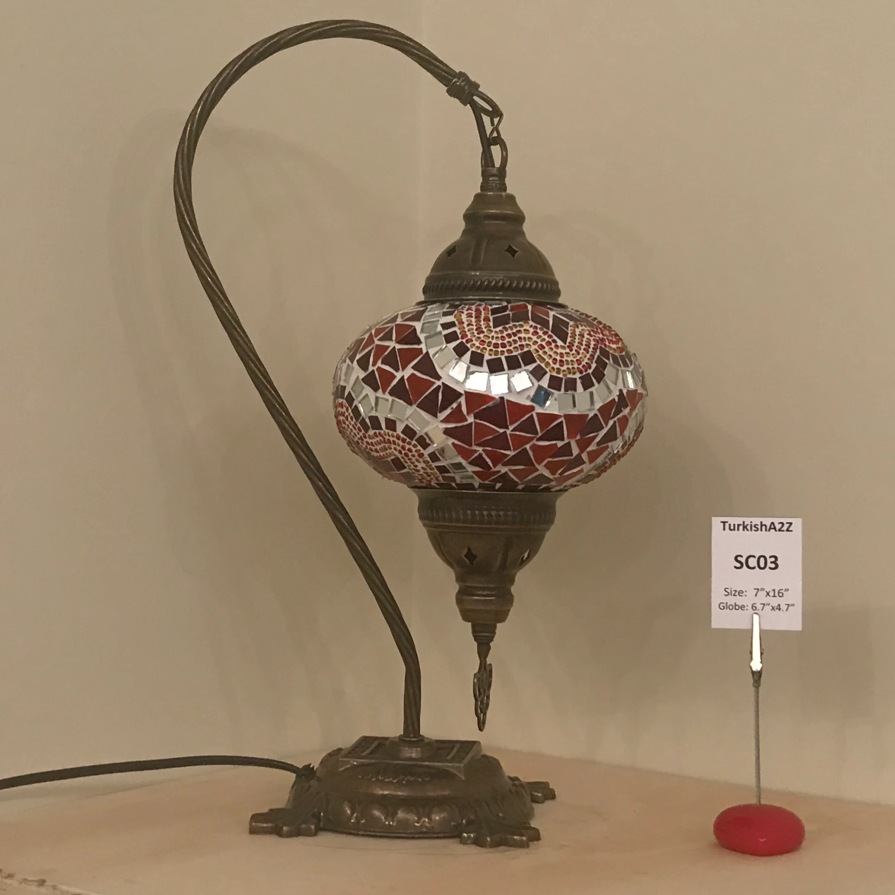 Melidia Swan Neck Mosaic Table Lamp - Image 7