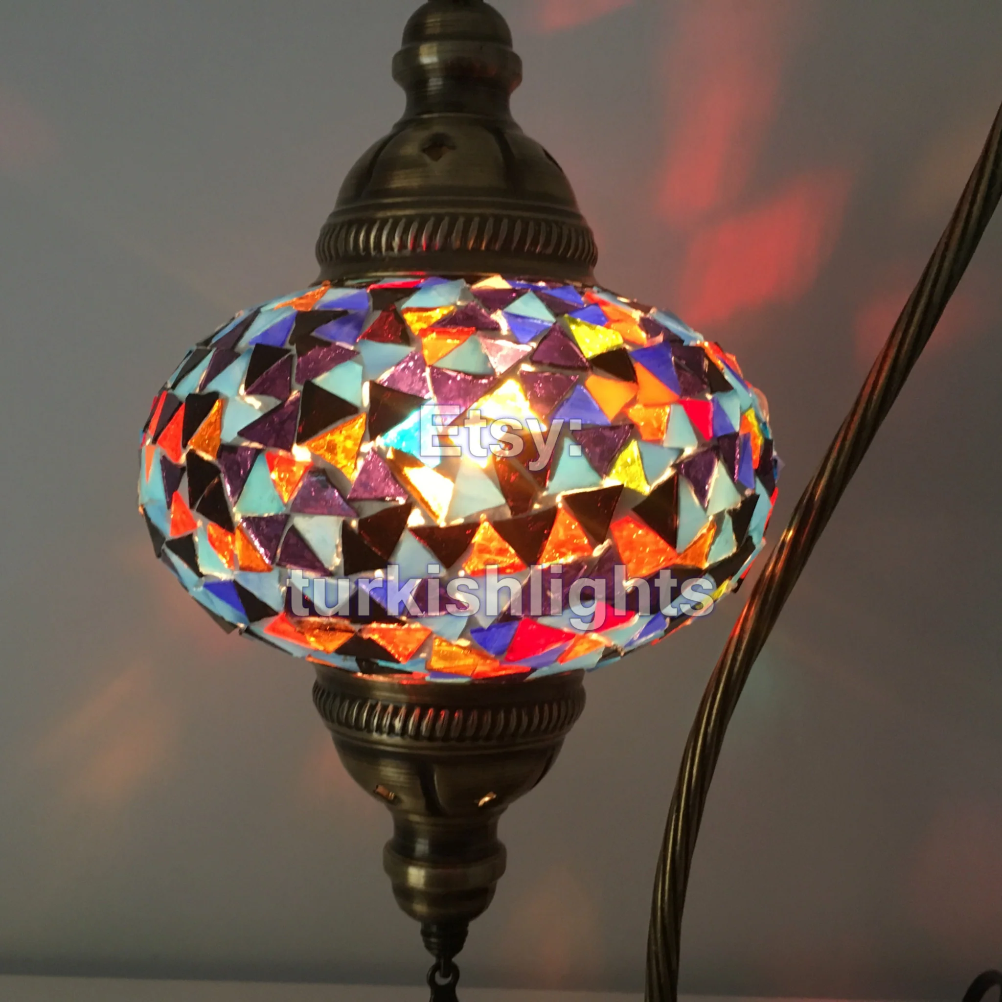 SWAN NECK MOSAIC TABLE LAMP, LARGE GLOBE - Image 2