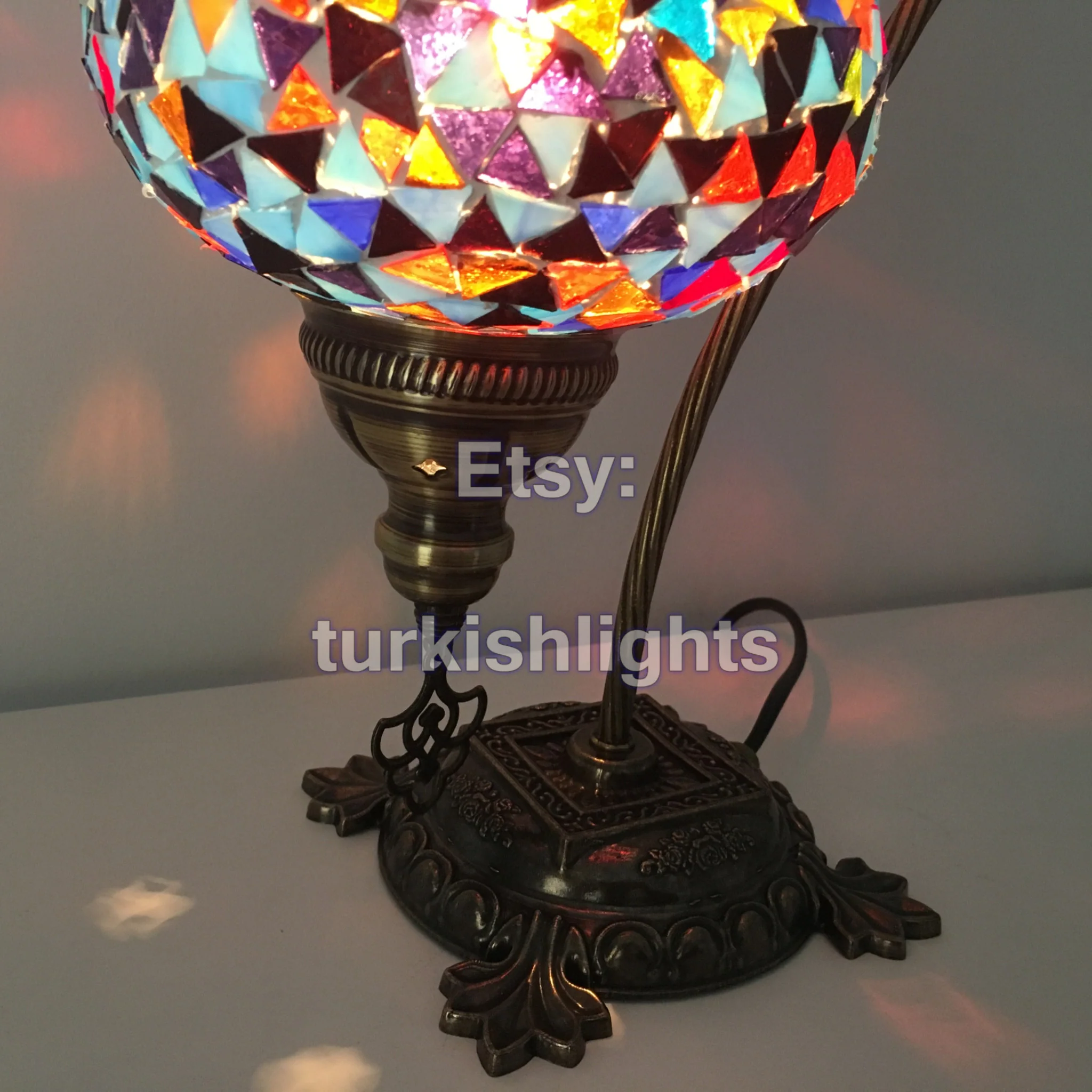 SWAN NECK MOSAIC TABLE LAMP, LARGE GLOBE - Image 3