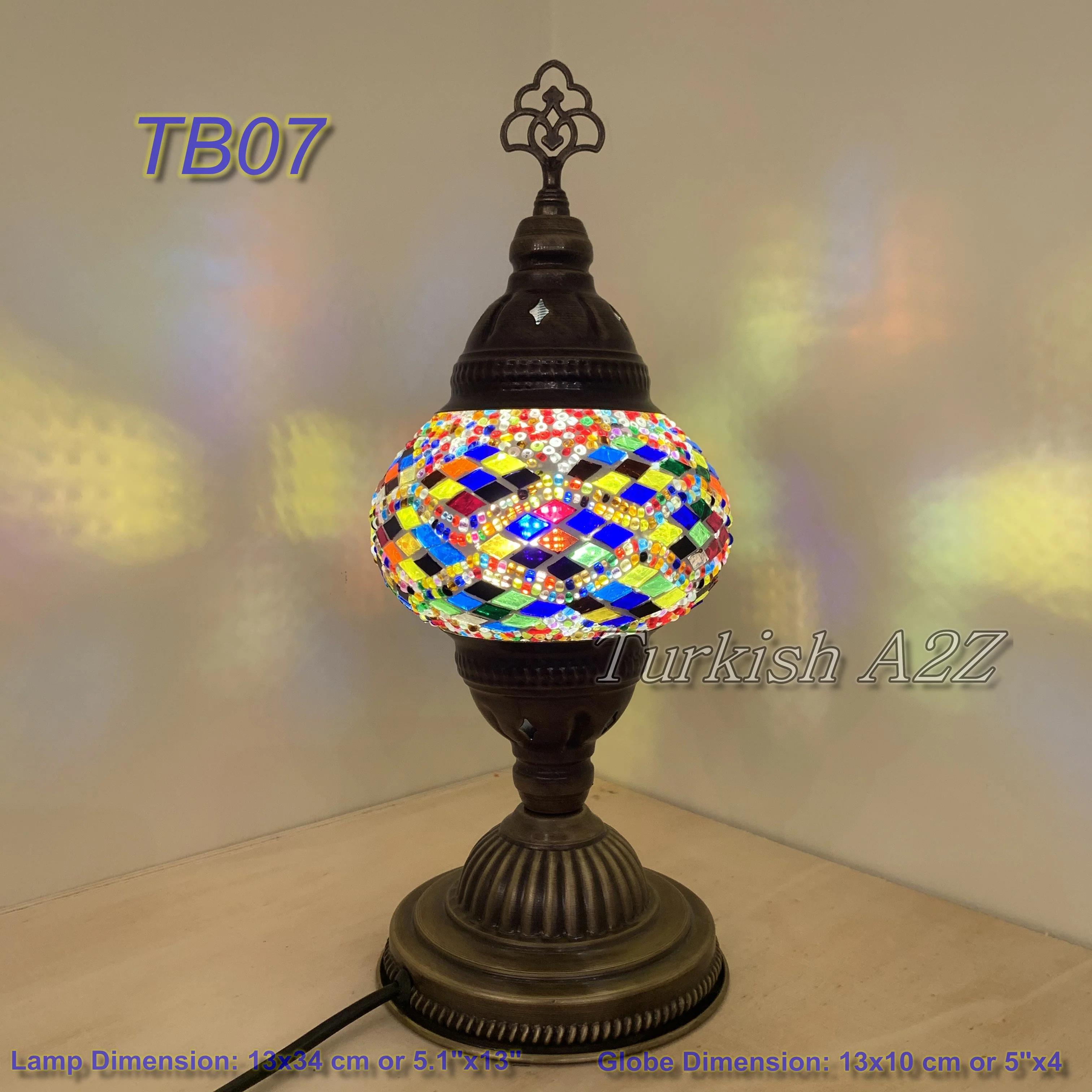 Turkish Mosaic Table Lamp Medium Globe TB1-TB9 - Image 13