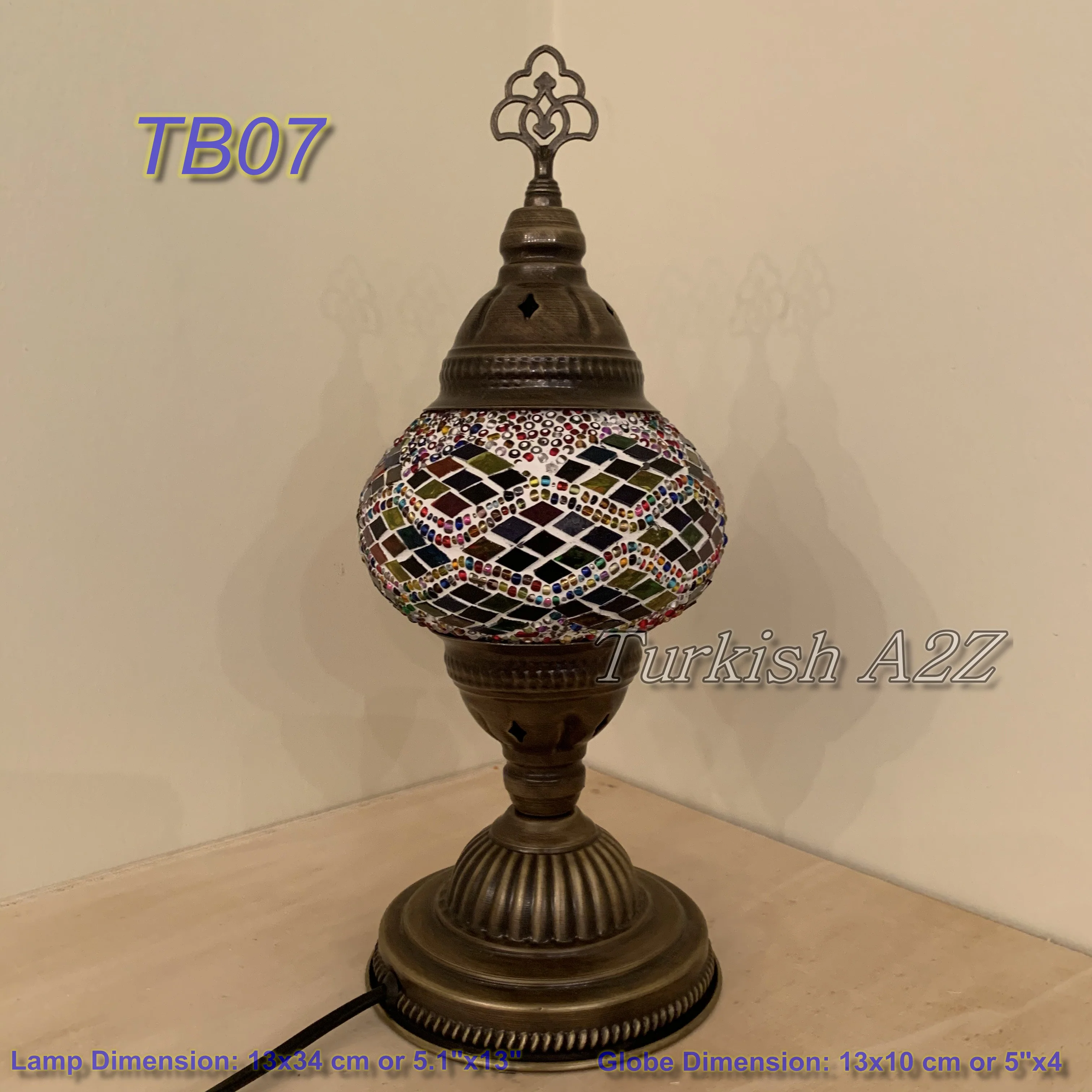 Turkish Mosaic Table Lamp Medium Globe TB1-TB9 - Image 14
