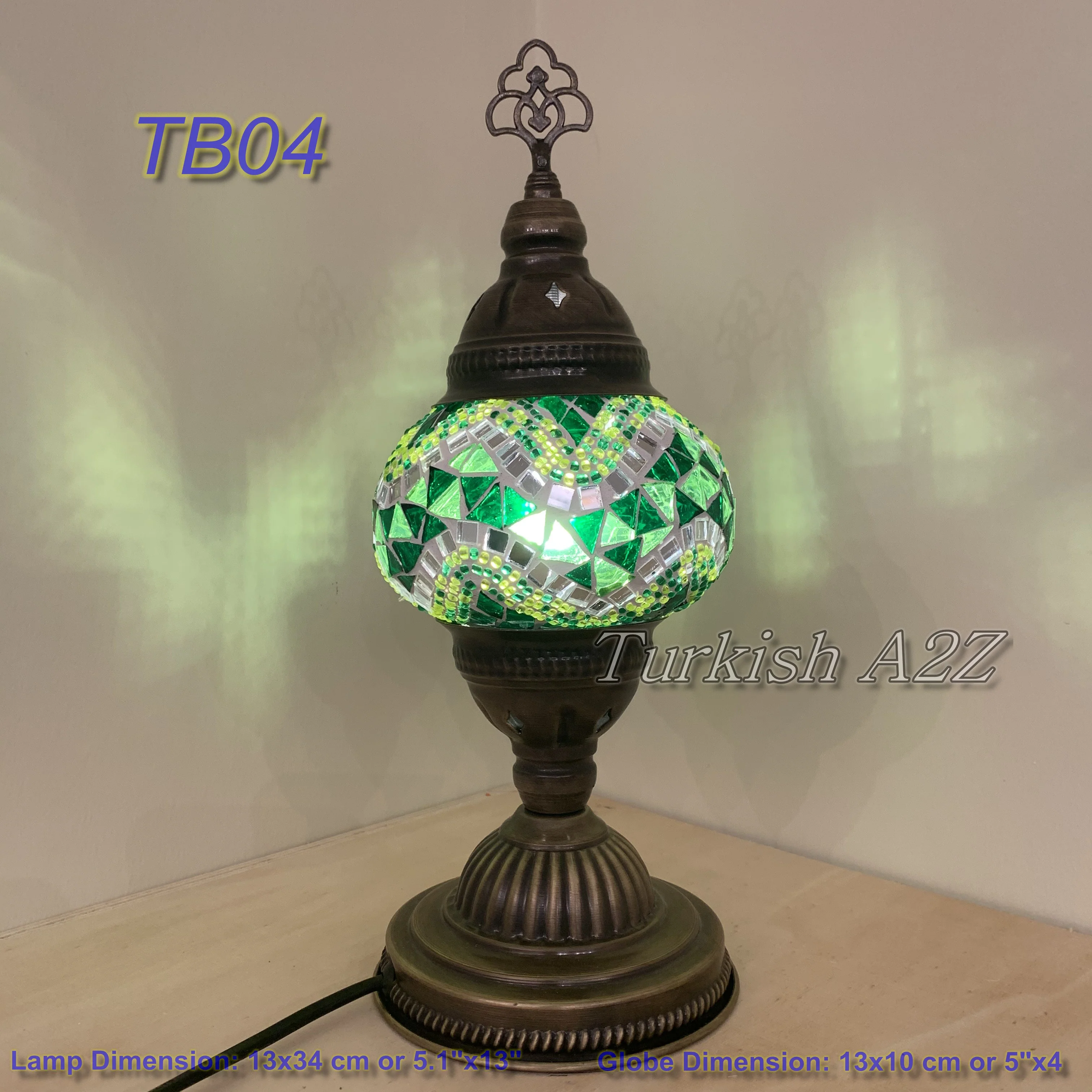 Turkish Mosaic Table Lamp Medium Globe TB1-TB9 - Image 8
