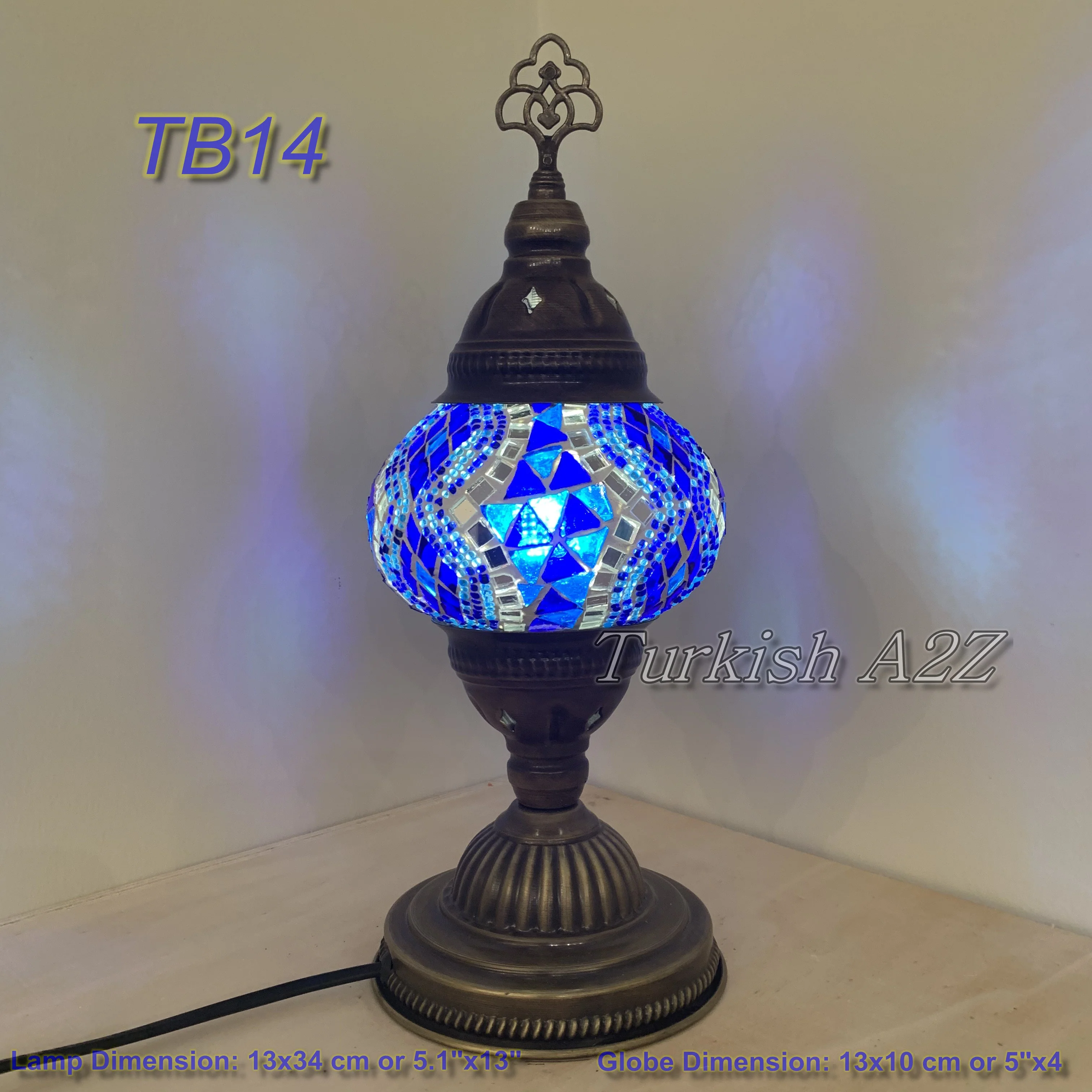 Turkish Mosaic Table Lamp Medium Globe TB10-TB18 - Image 10
