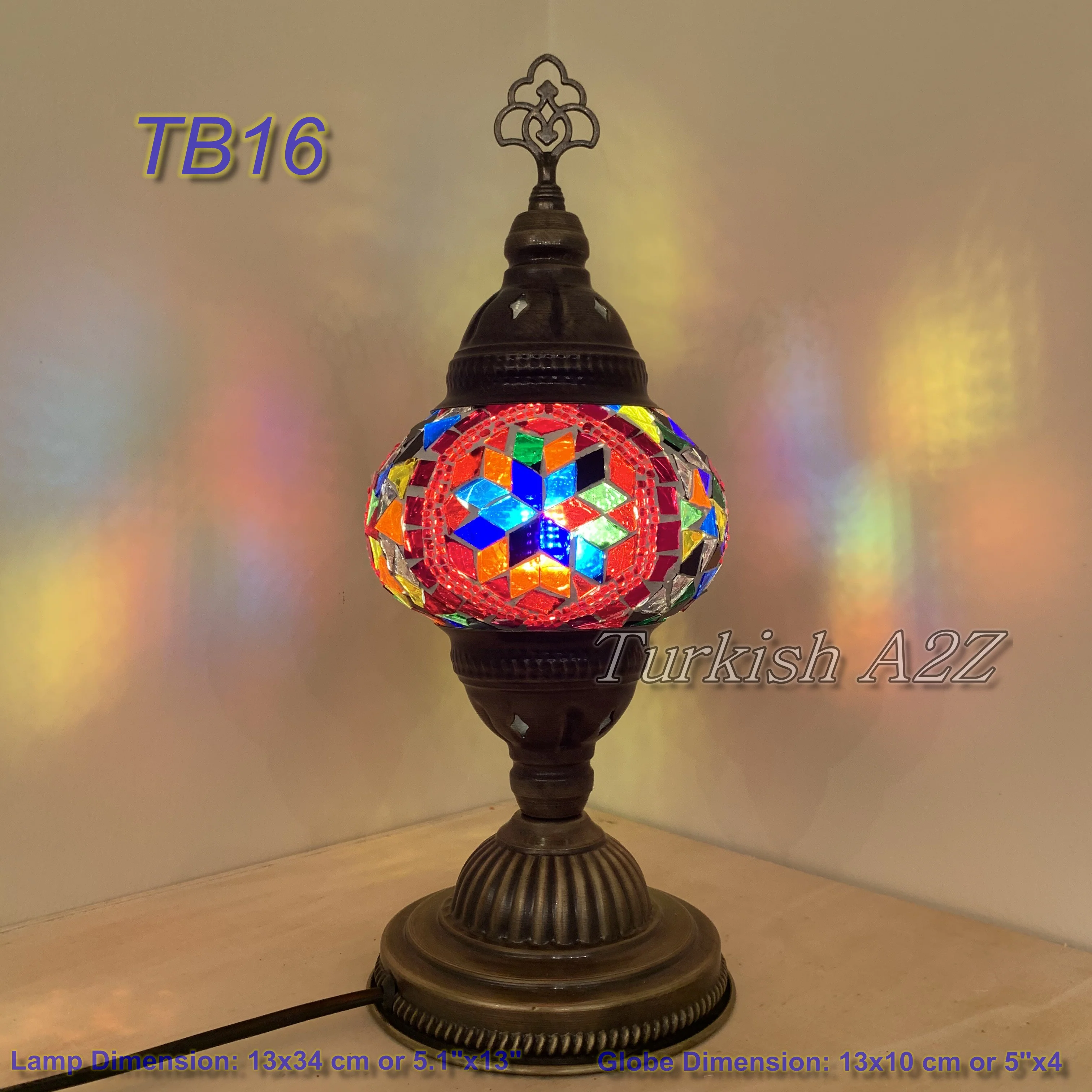Turkish Mosaic Table Lamp Medium Globe TB10-TB18 - Image 14