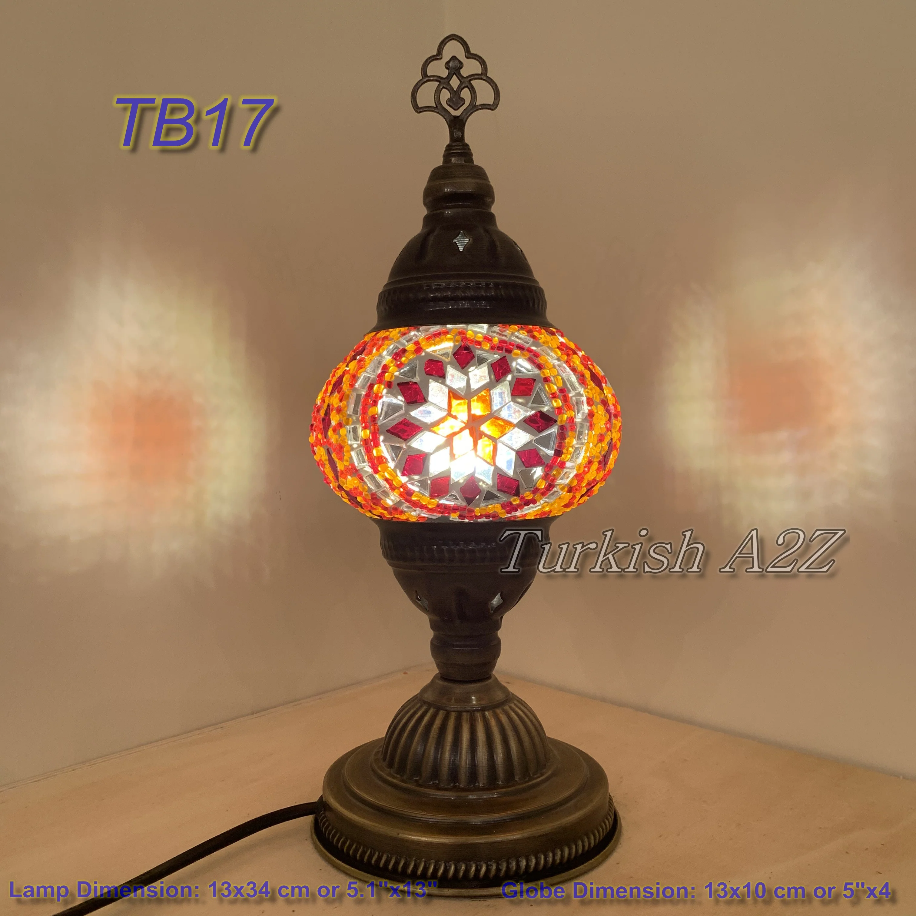 Turkish Mosaic Table Lamp Medium Globe TB10-TB18 - Image 16