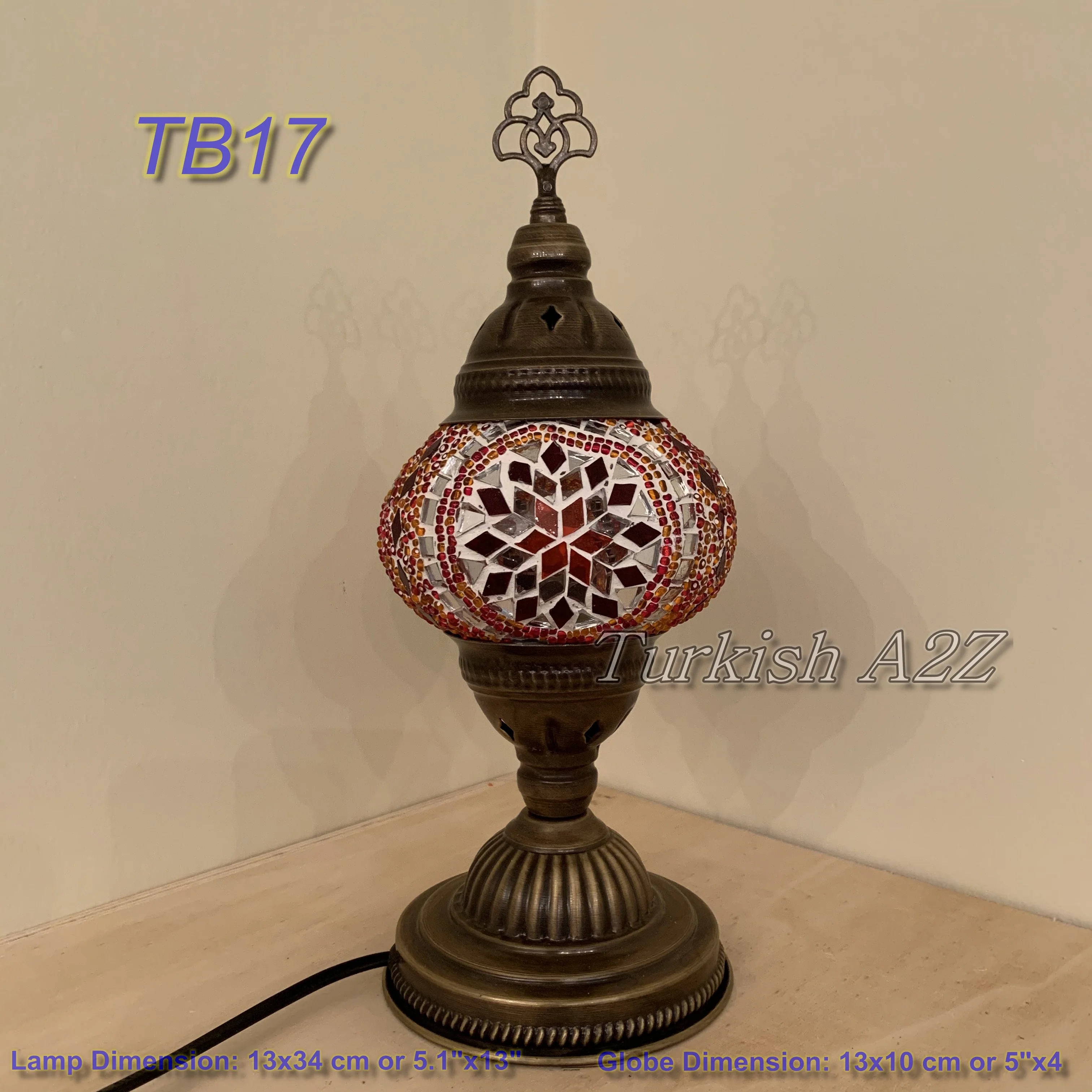 Turkish Mosaic Table Lamp Medium Globe TB10-TB18 - Image 17