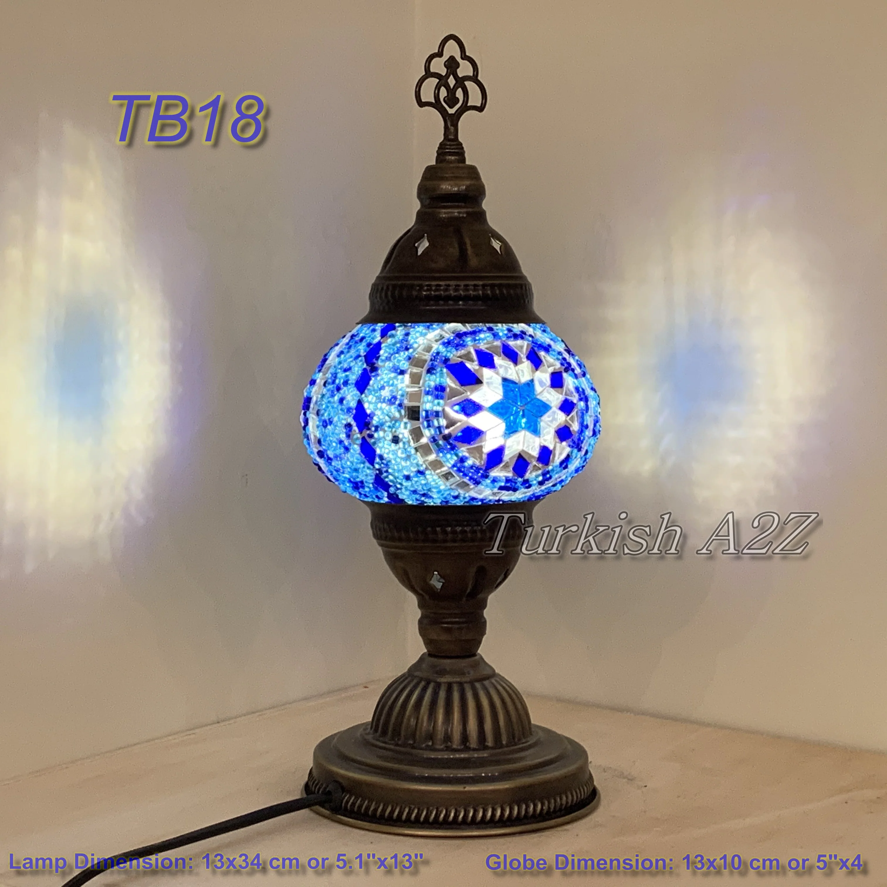 Turkish Mosaic Table Lamp Medium Globe TB10-TB18 - Image 18