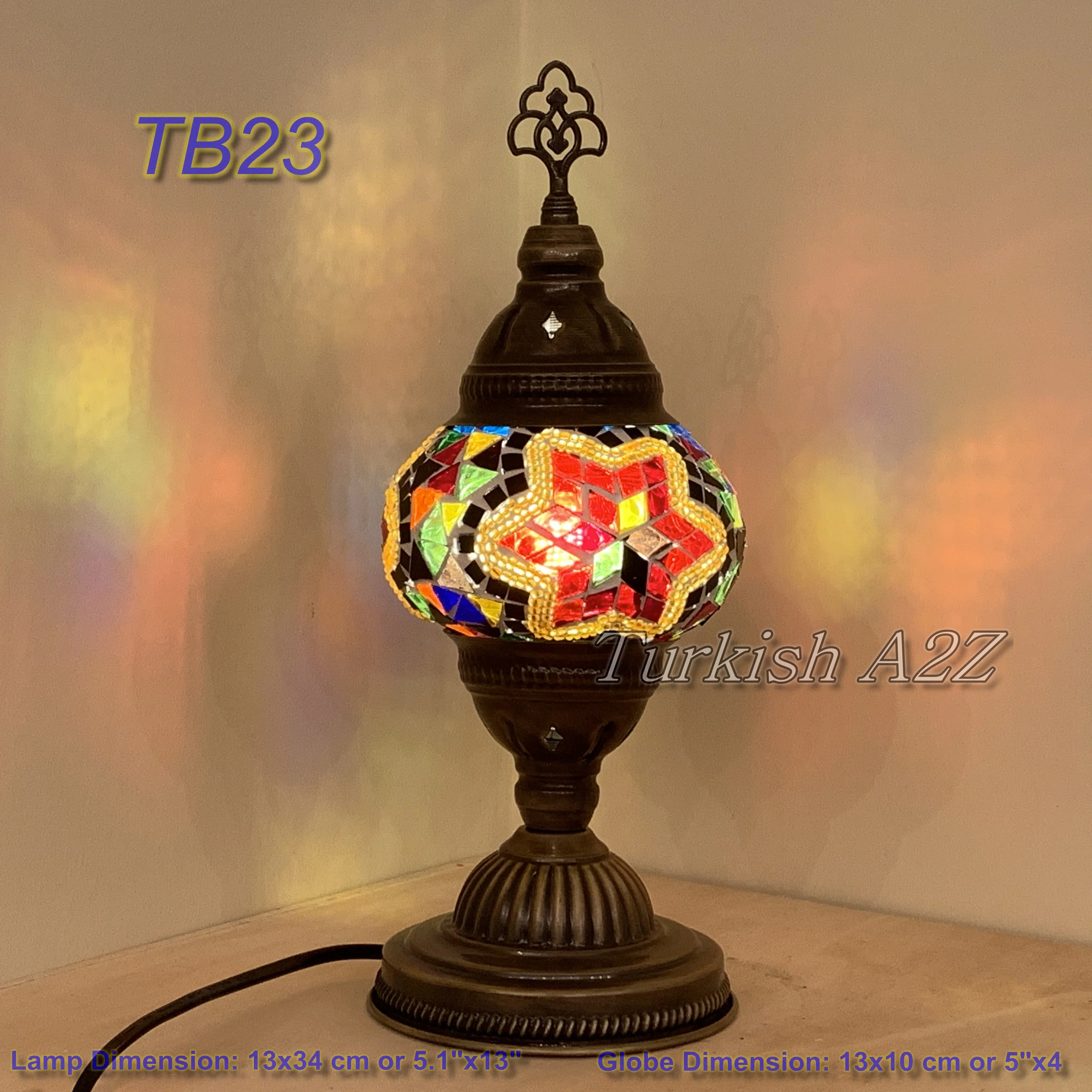 Turkish Mosaic Table Lamp Medium Globe TB19-TB27 - Image 10