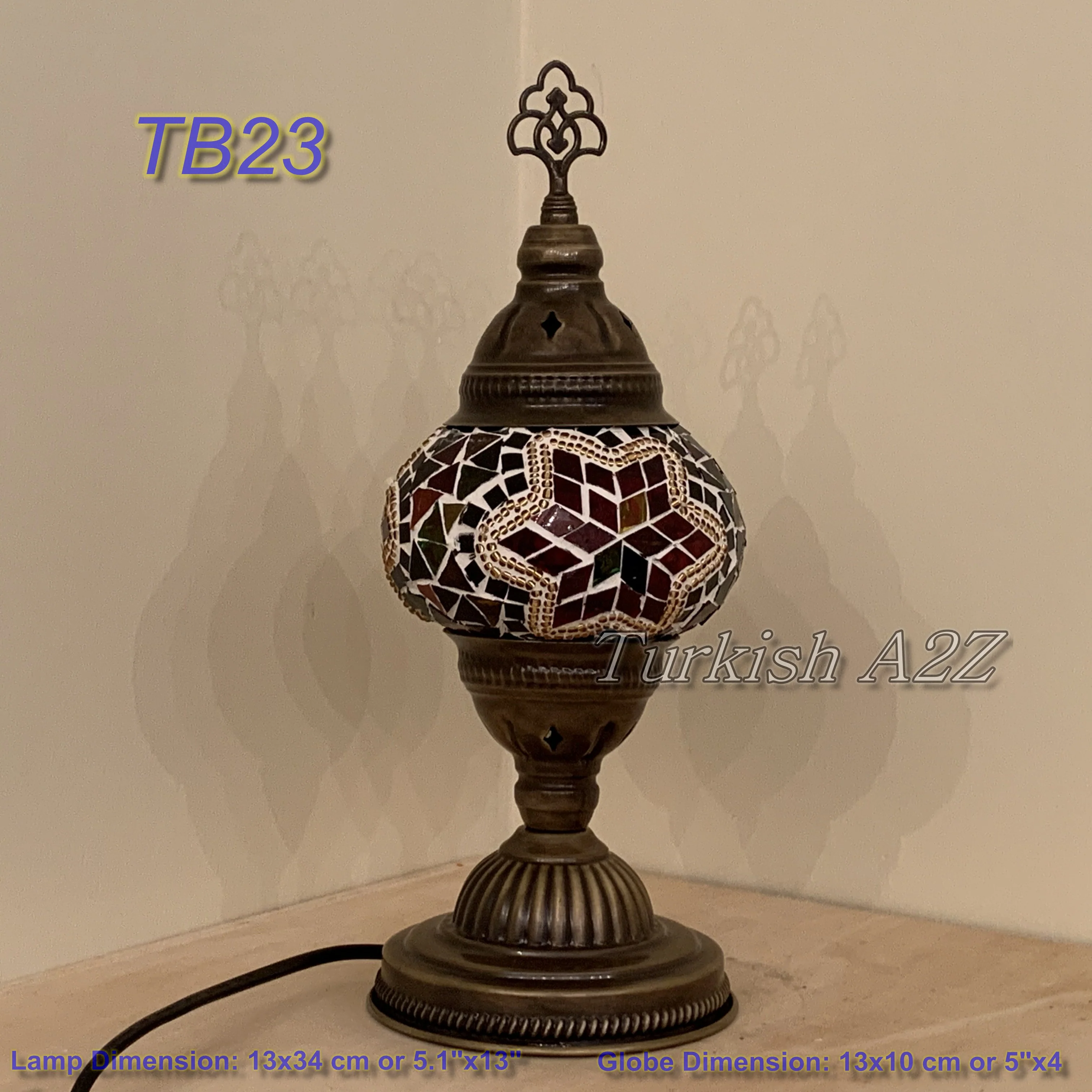 Turkish Mosaic Table Lamp Medium Globe TB19-TB27 - Image 11