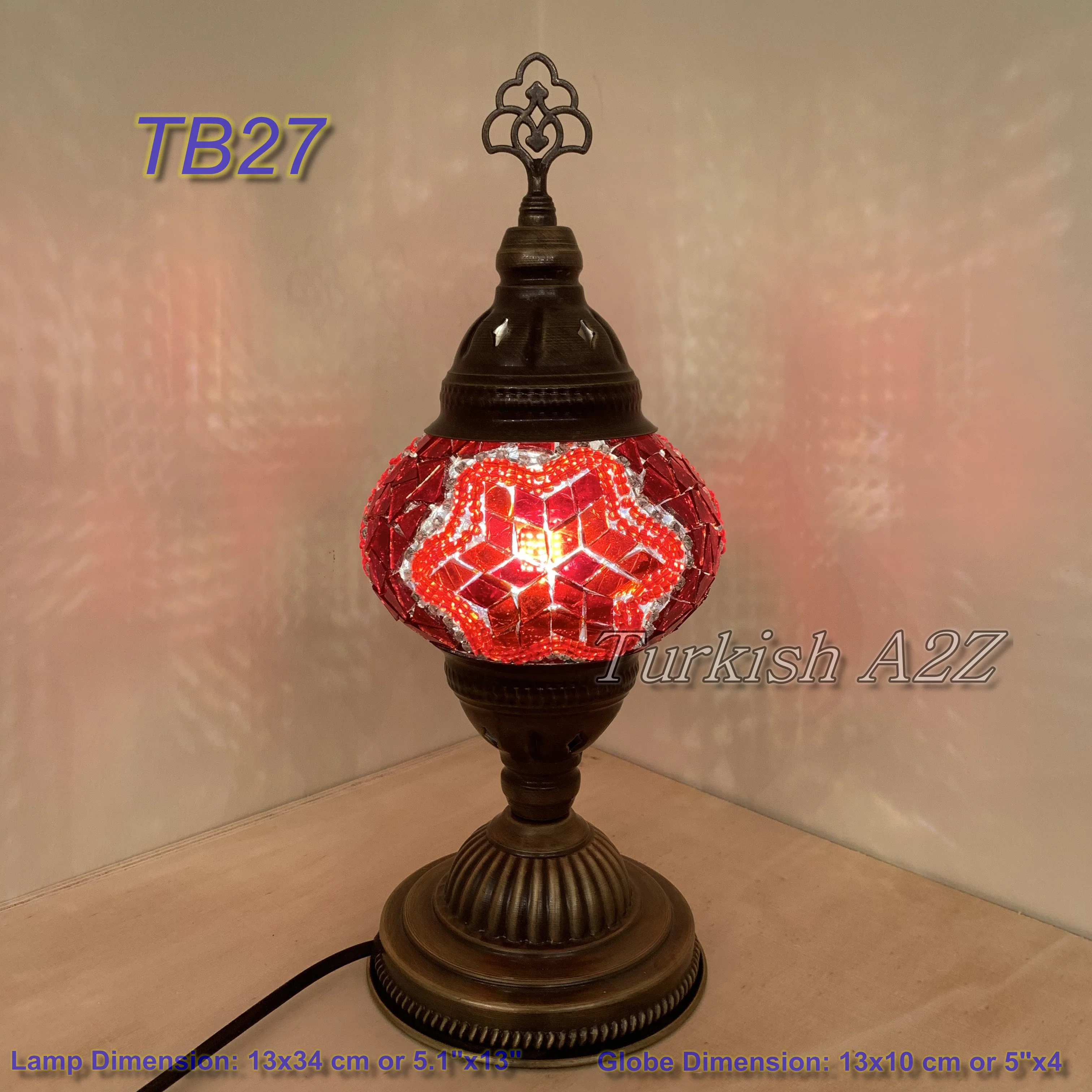 Turkish Mosaic Table Lamp Medium Globe TB19-TB27 - Image 15
