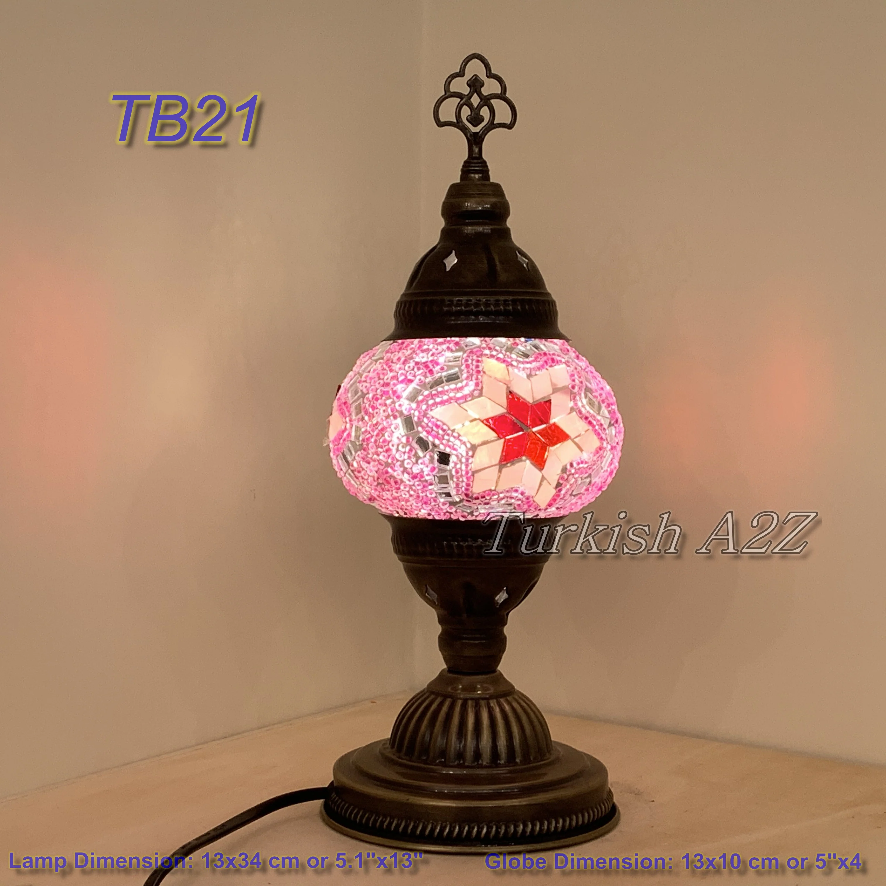 Turkish Mosaic Table Lamp Medium Globe TB19-TB27 - Image 6