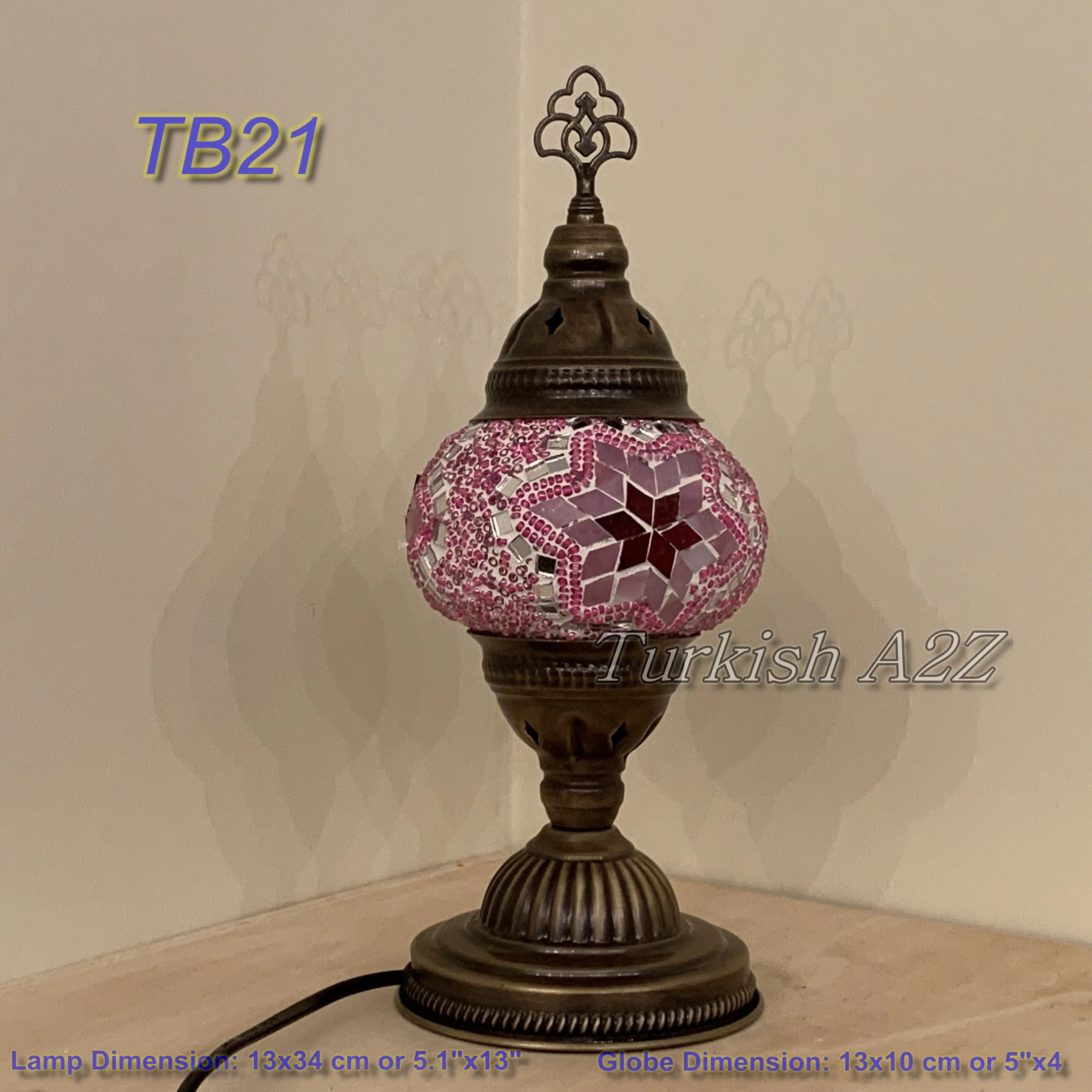 Turkish Mosaic Table Lamp Medium Globe TB19-TB27 - Image 7