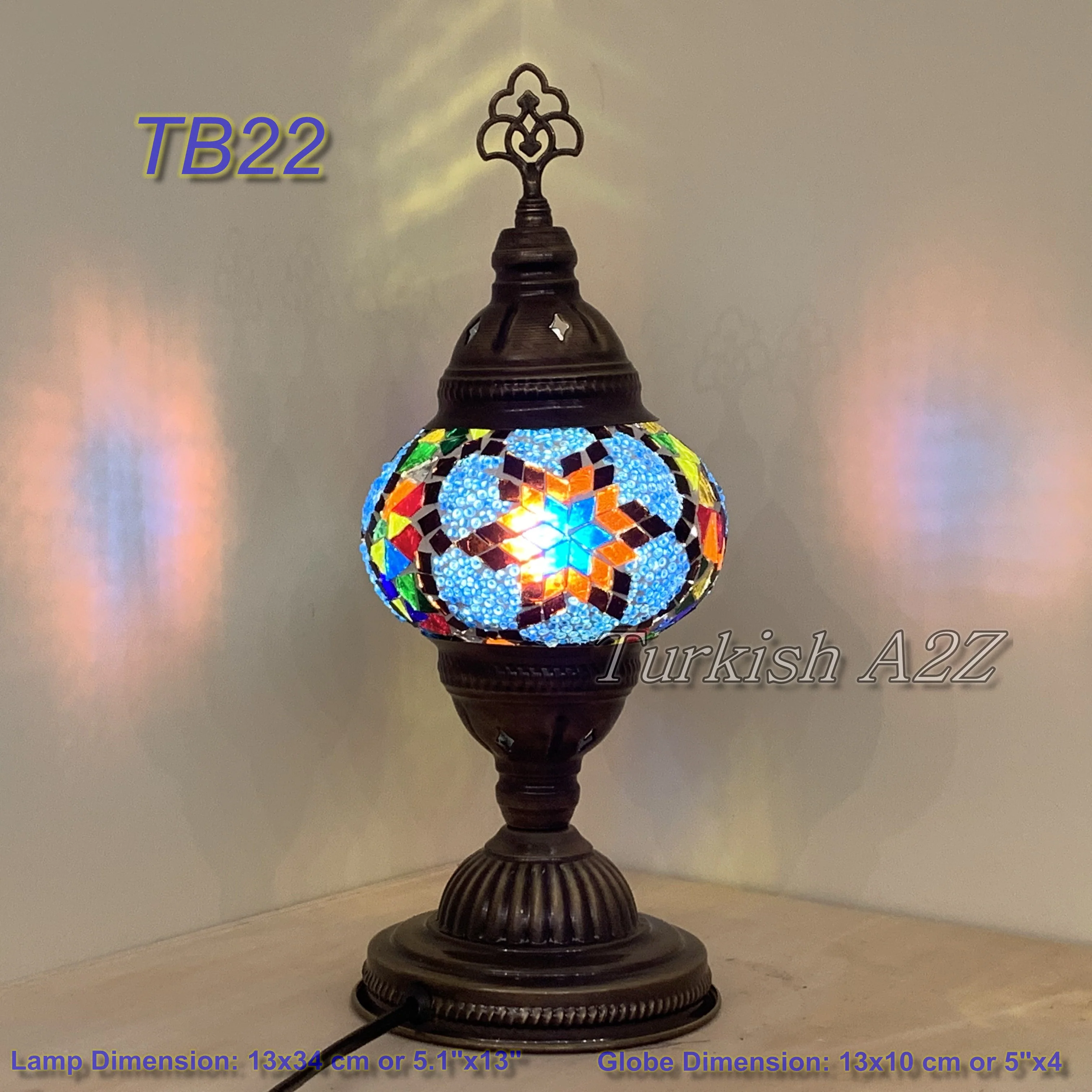 Turkish Mosaic Table Lamp Medium Globe TB19-TB27 - Image 8