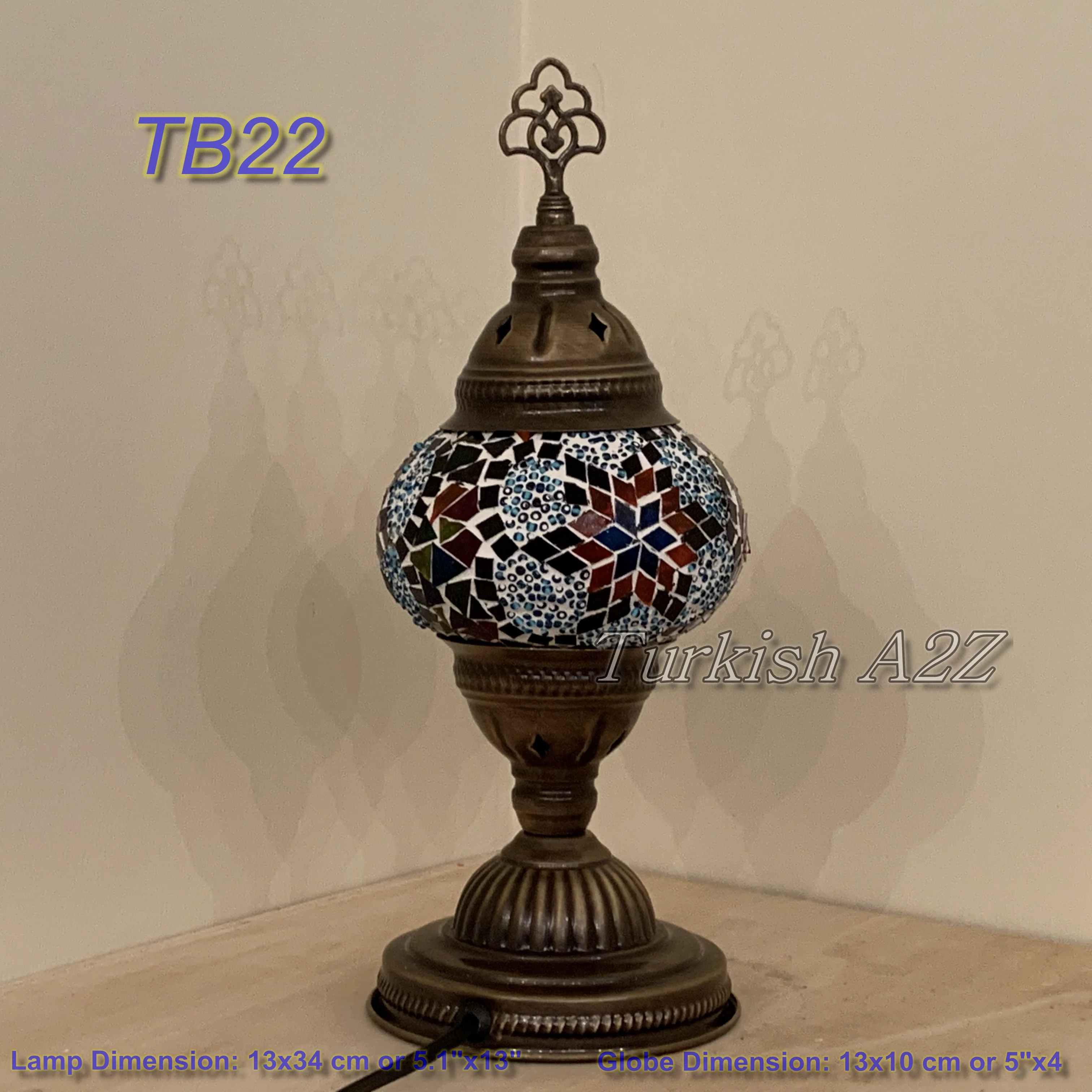 Turkish Mosaic Table Lamp Medium Globe TB19-TB27 - Image 9