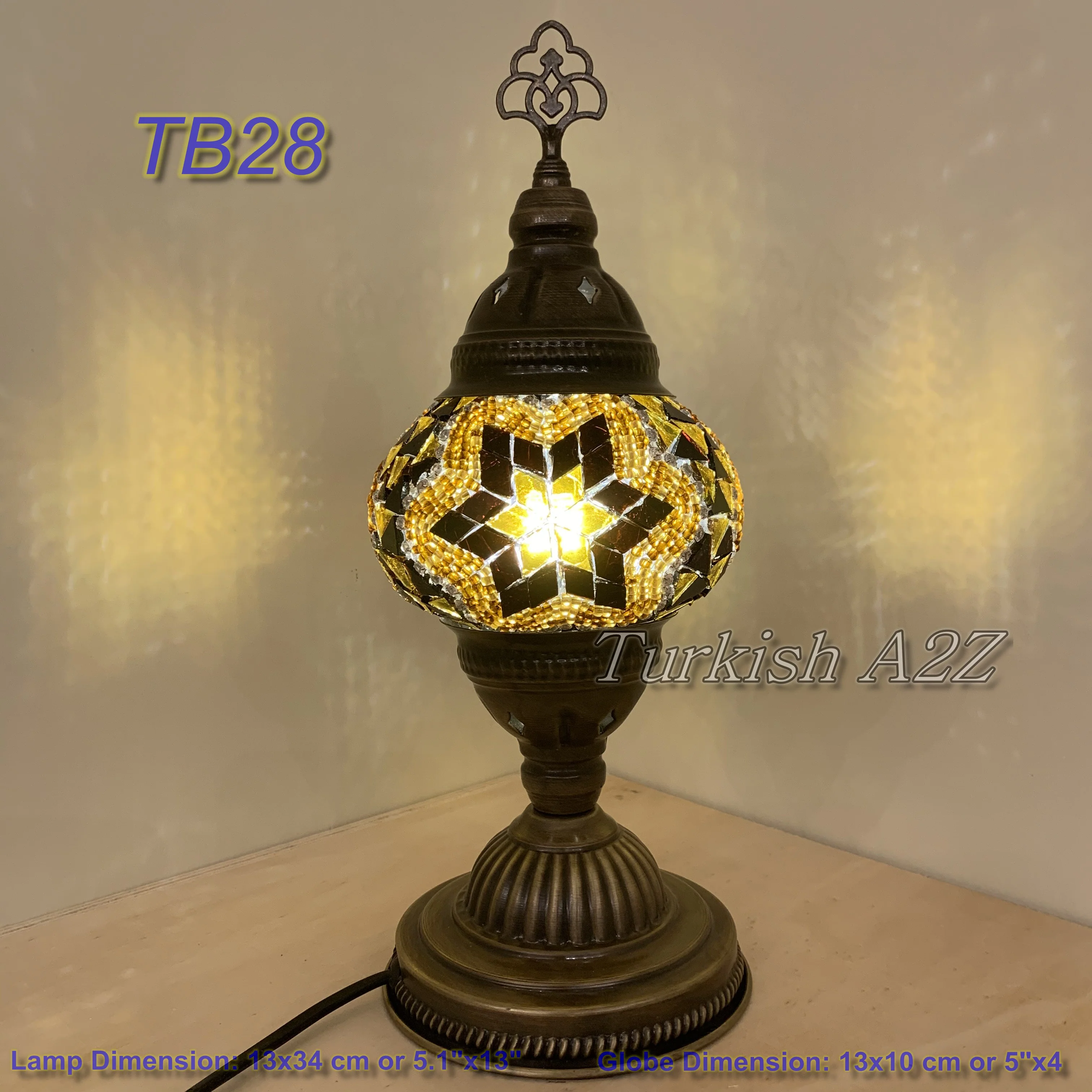 Turkish Mosaic Table Lamp Medium Globe TB28-TB36 - Image 2