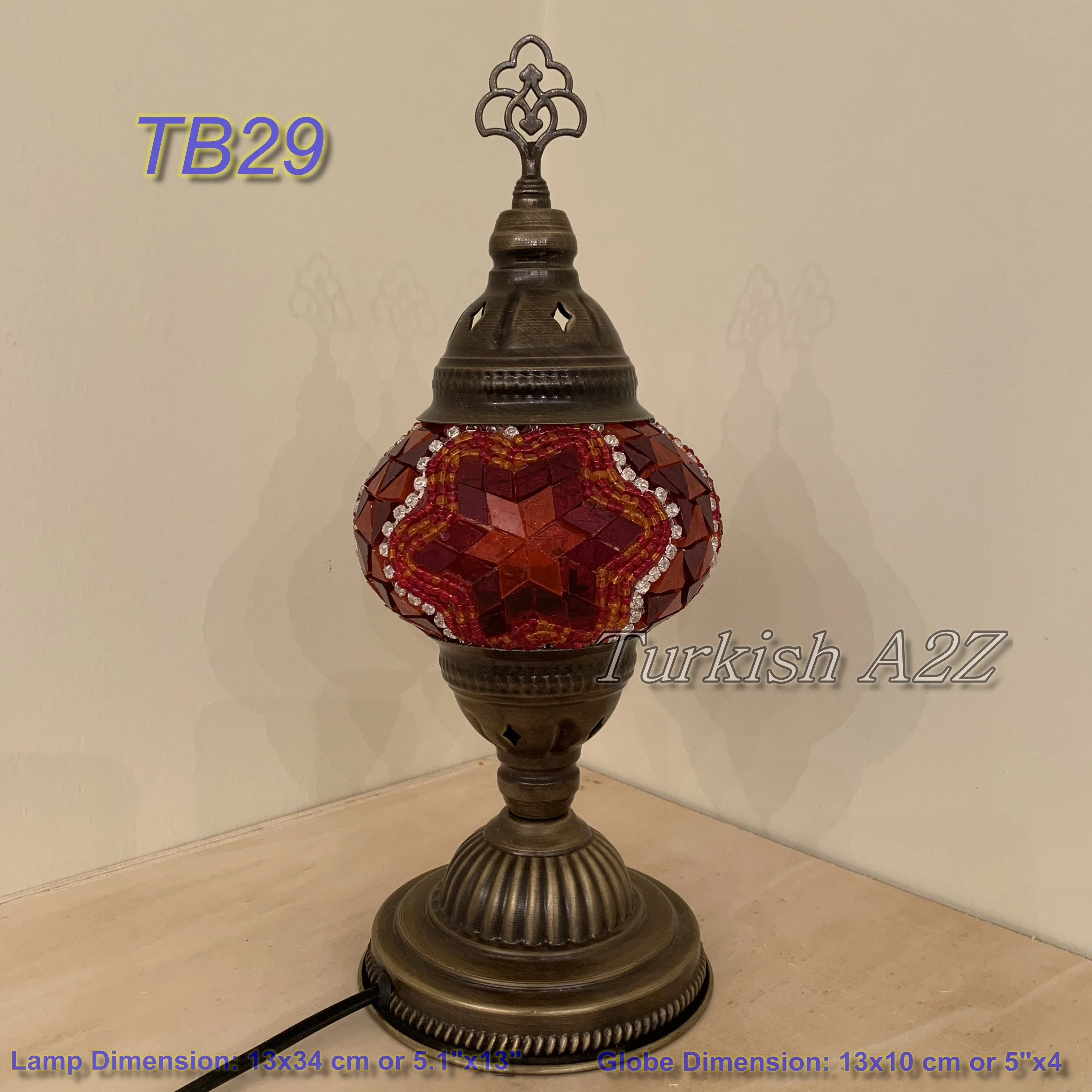Turkish Mosaic Table Lamp Medium Globe TB28-TB36 - Image 5