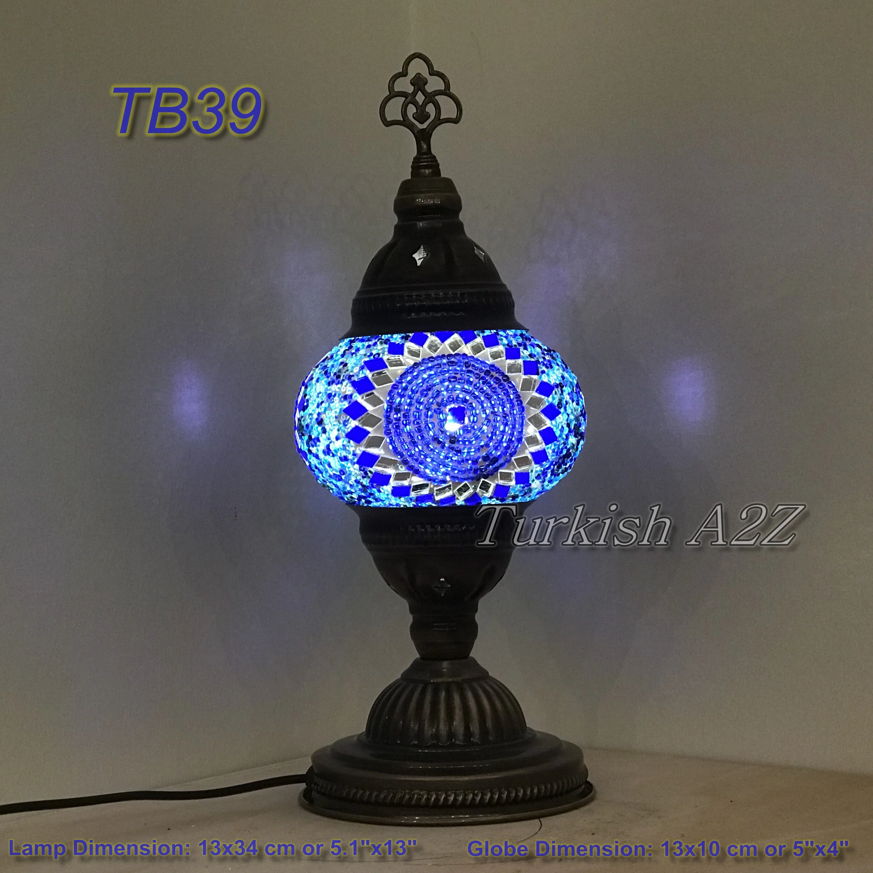Turkish Mosaic Table Lamp Medium Globe TB37-TB45 - Image 6