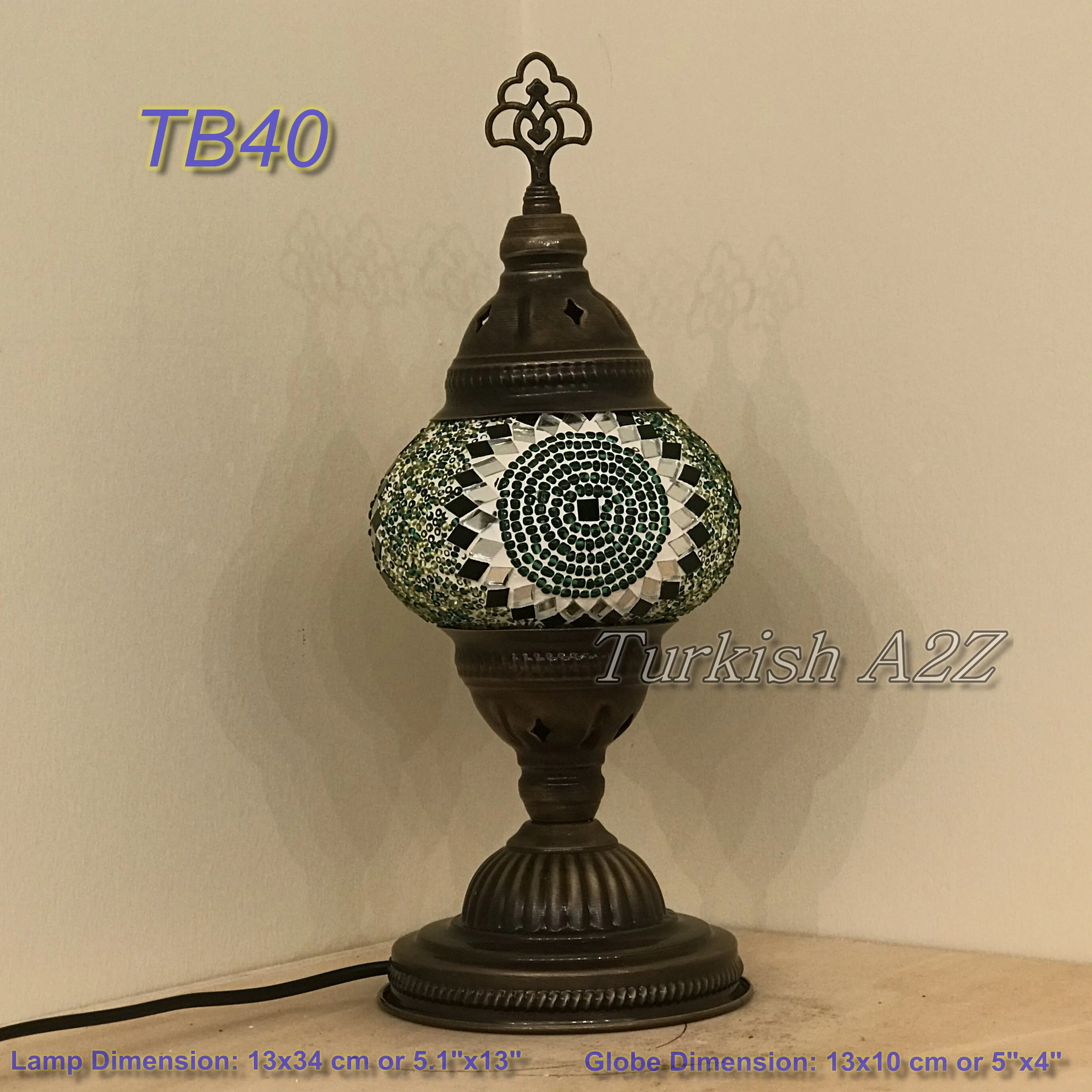 Turkish Mosaic Table Lamp Medium Globe TB37-TB45 - Image 9