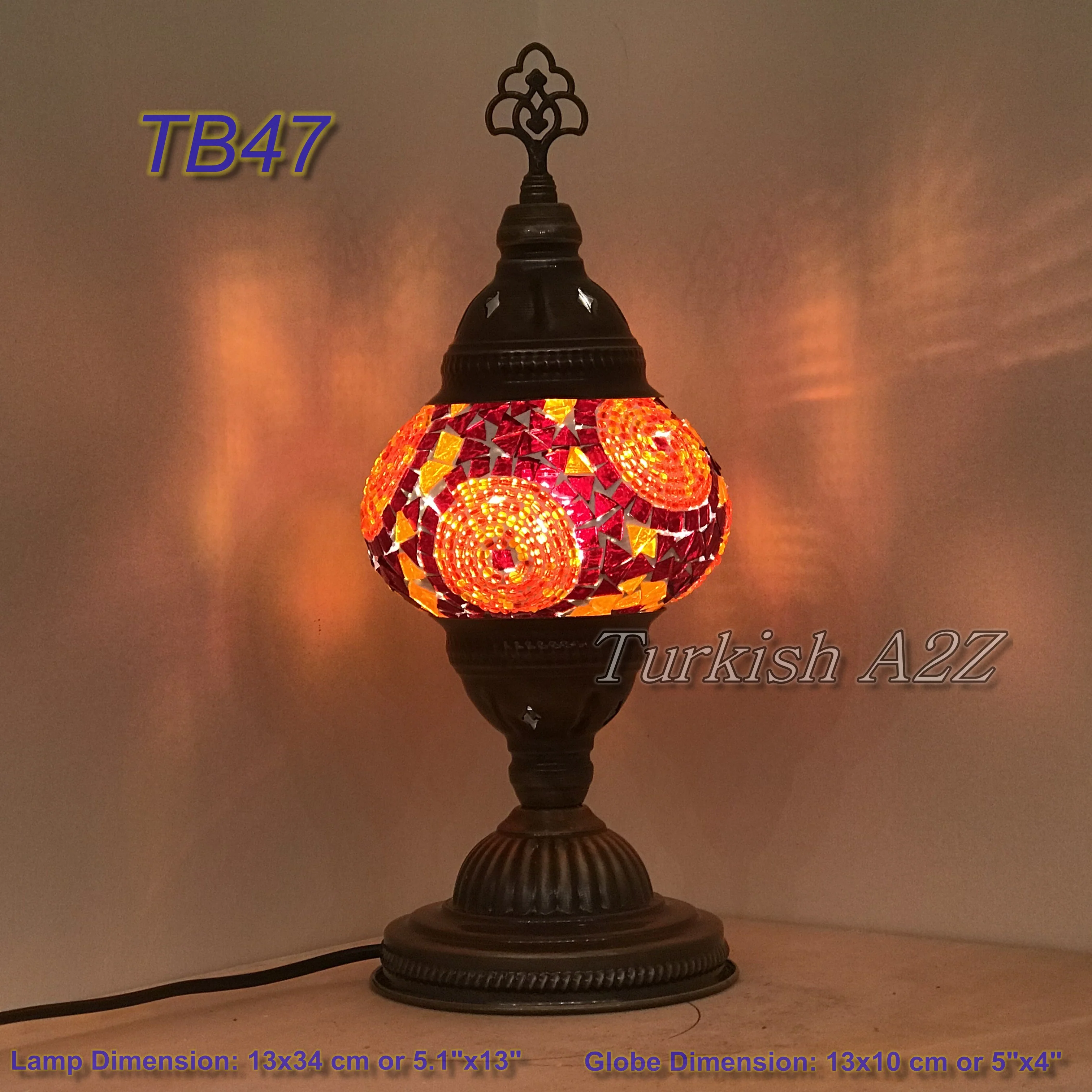 Turkish Mosaic Table Lamp Medium Globe TB46-TB60 - Image 4