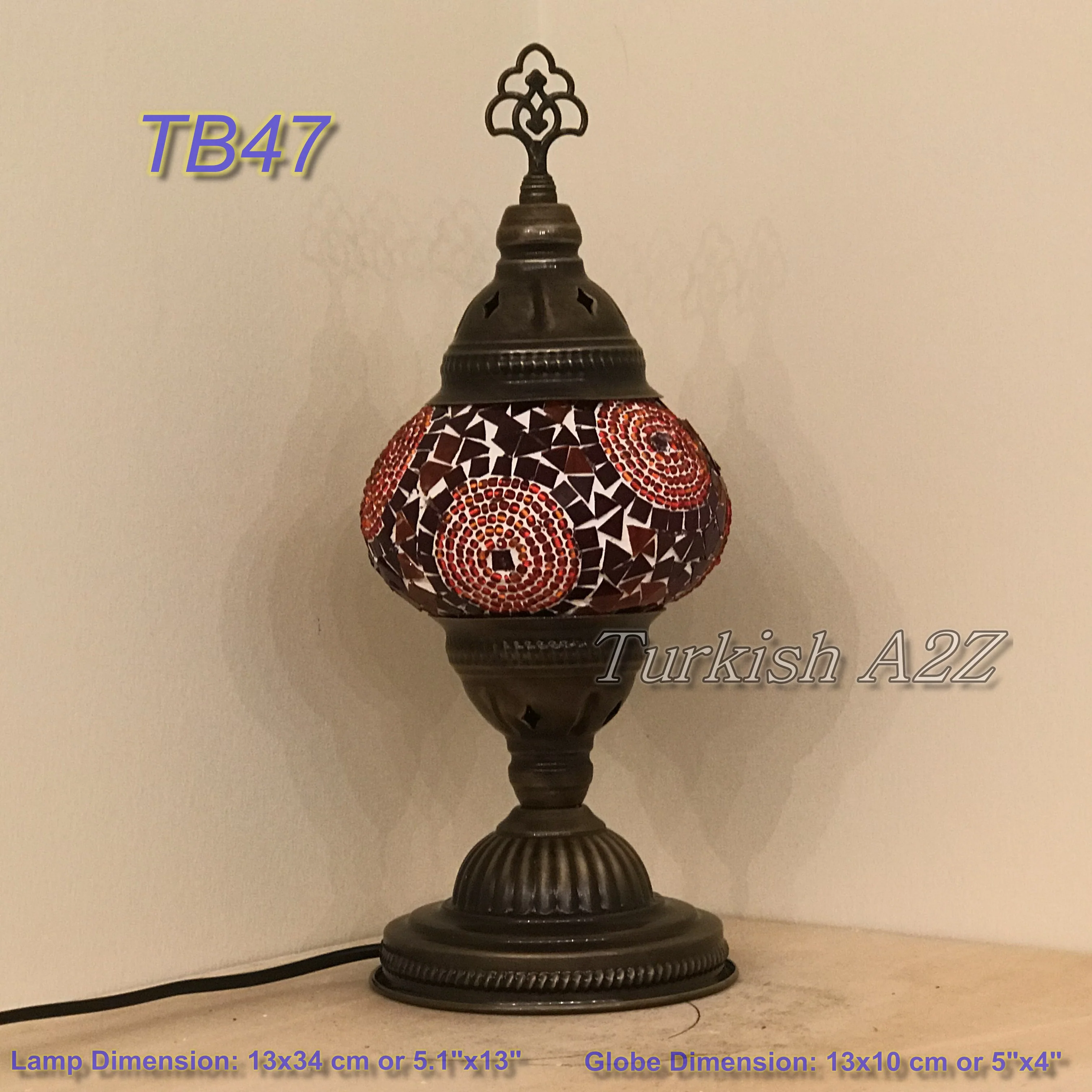 Turkish Mosaic Table Lamp Medium Globe TB46-TB60 - Image 5