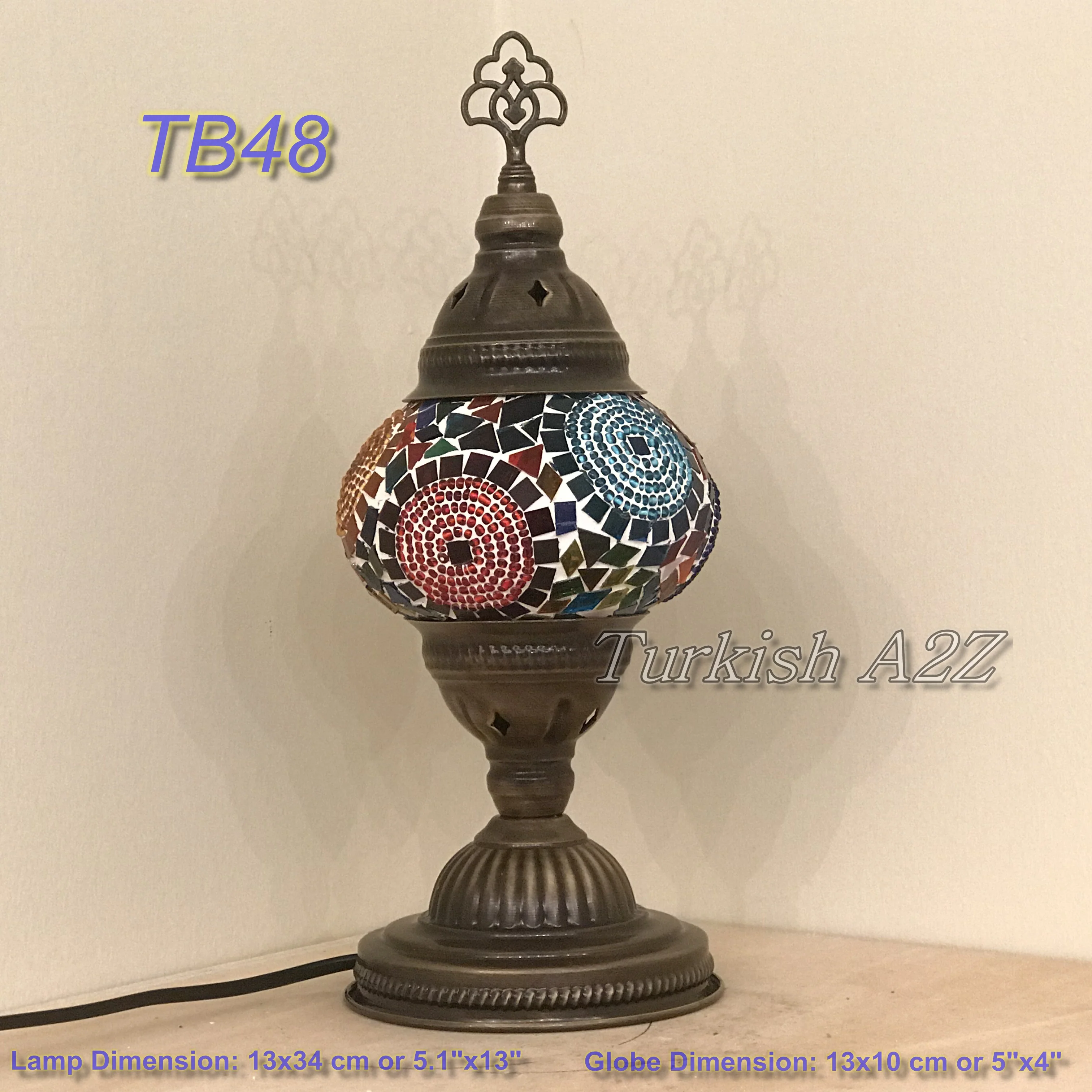 Turkish Mosaic Table Lamp Medium Globe TB46-TB60 - Image 7