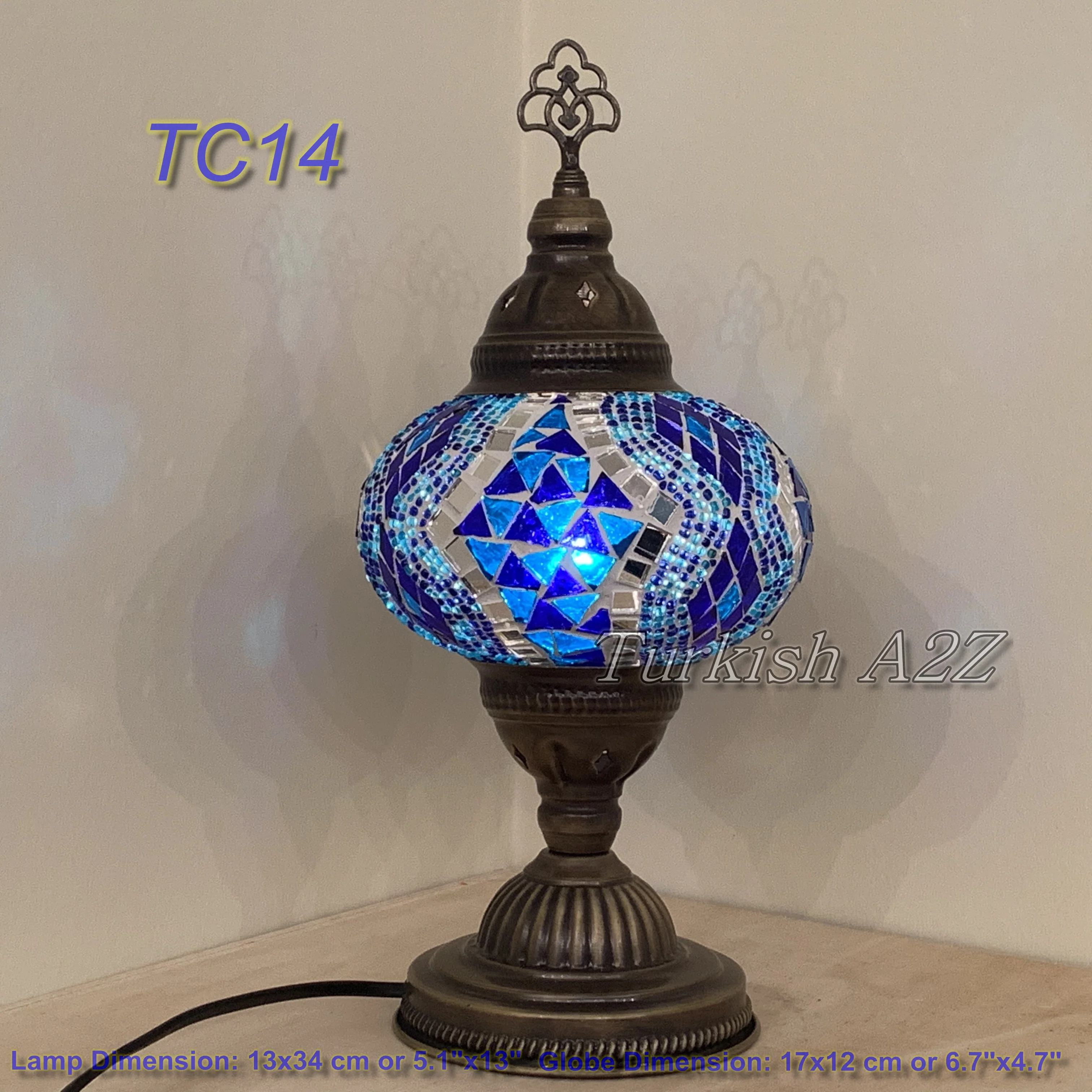Turkish Mosaic Table Lamp Large Globe ID: TL-10 - Image 16