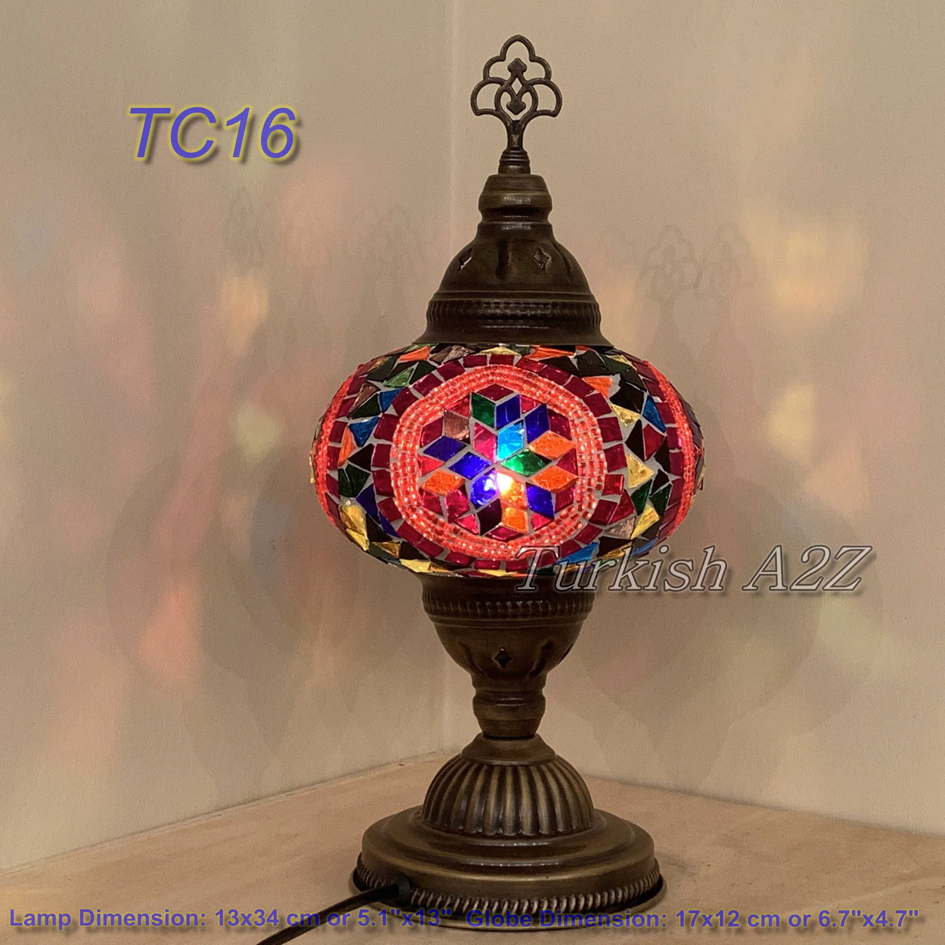 Turkish Mosaic Table Lamp Large Globe ID: TL-10 - Image 25