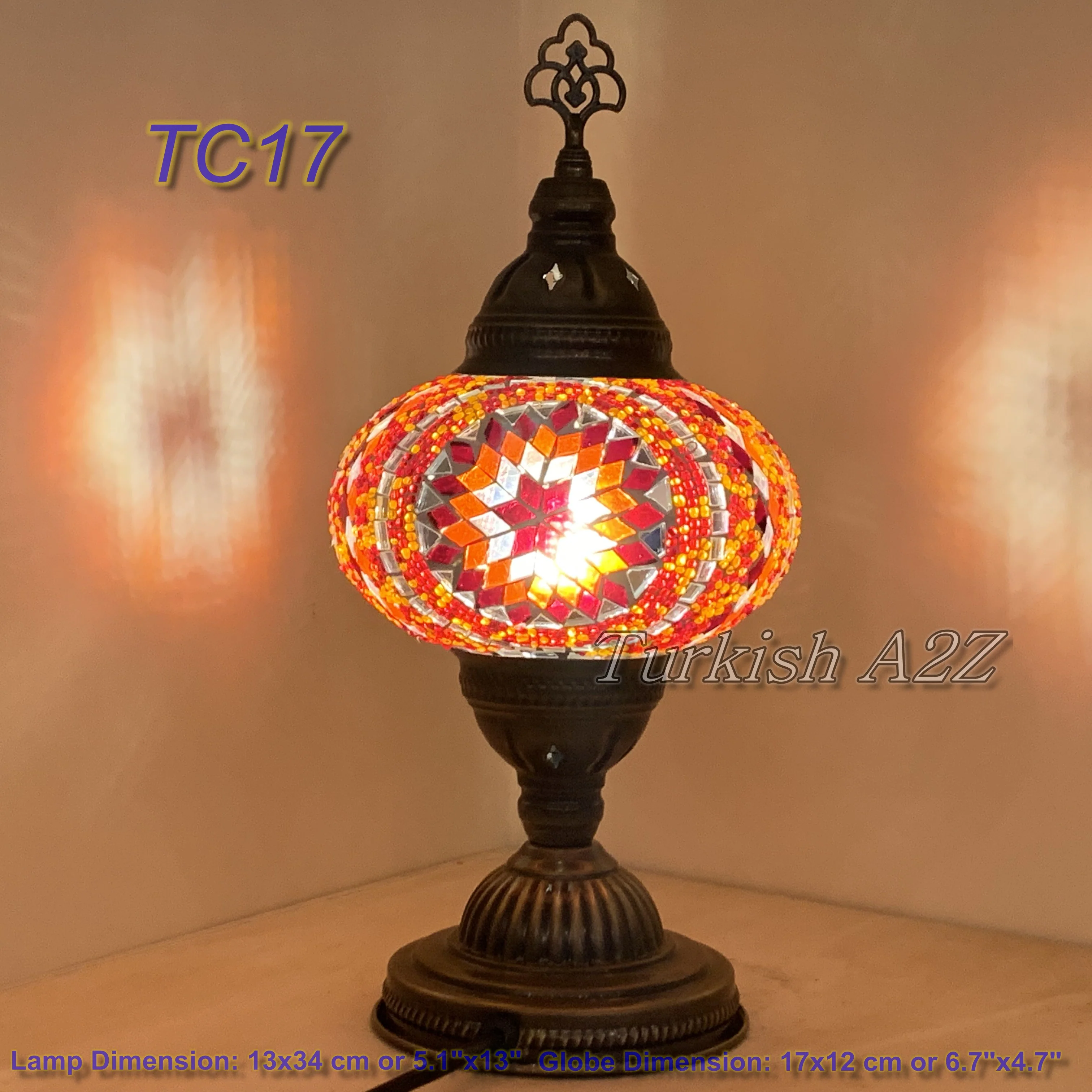 Turkish Mosaic Table Lamp Large Globe ID: TL-10 - Image 26