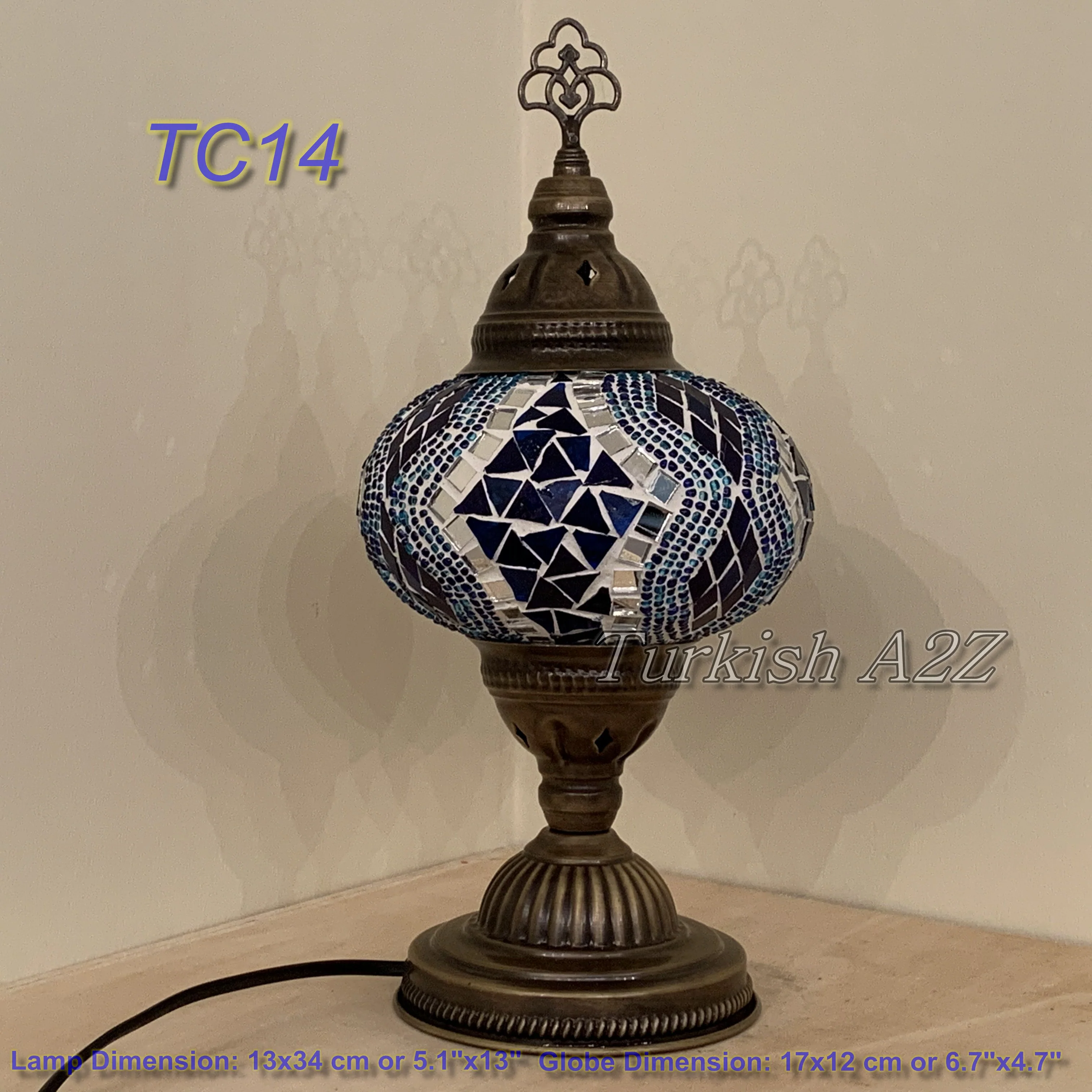 Turkish Mosaic Table Lamp Large Globe ID: TL-10 - Image 31