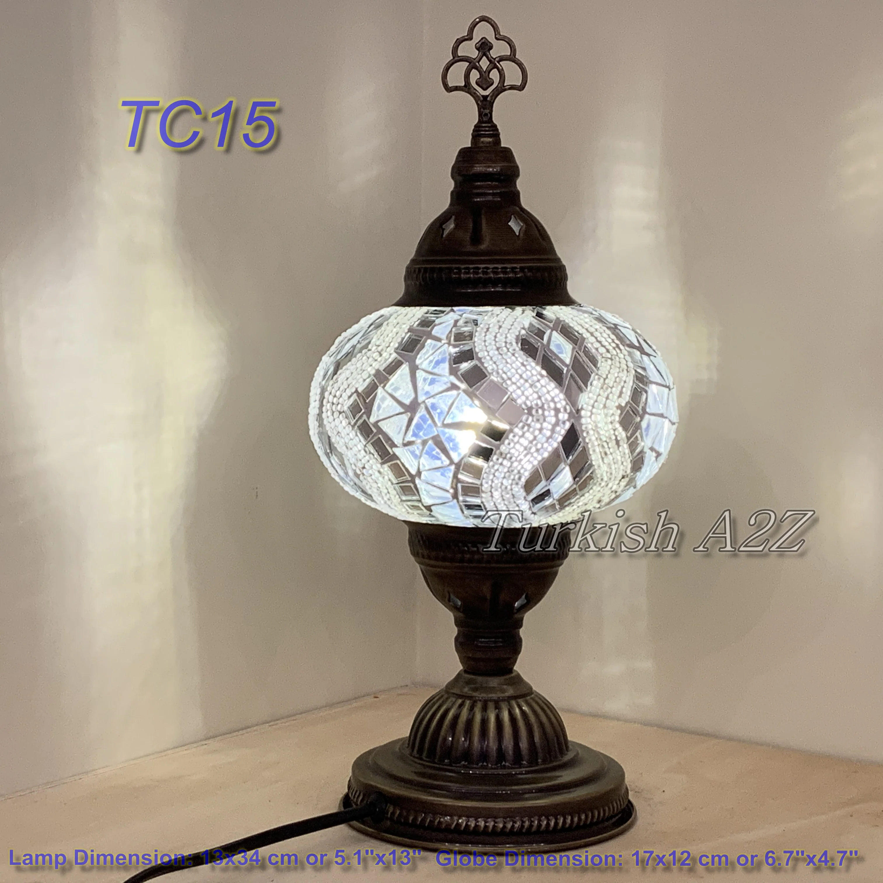 Turkish Mosaic Table Lamp Large Globe ID: TL-10 - Image 32