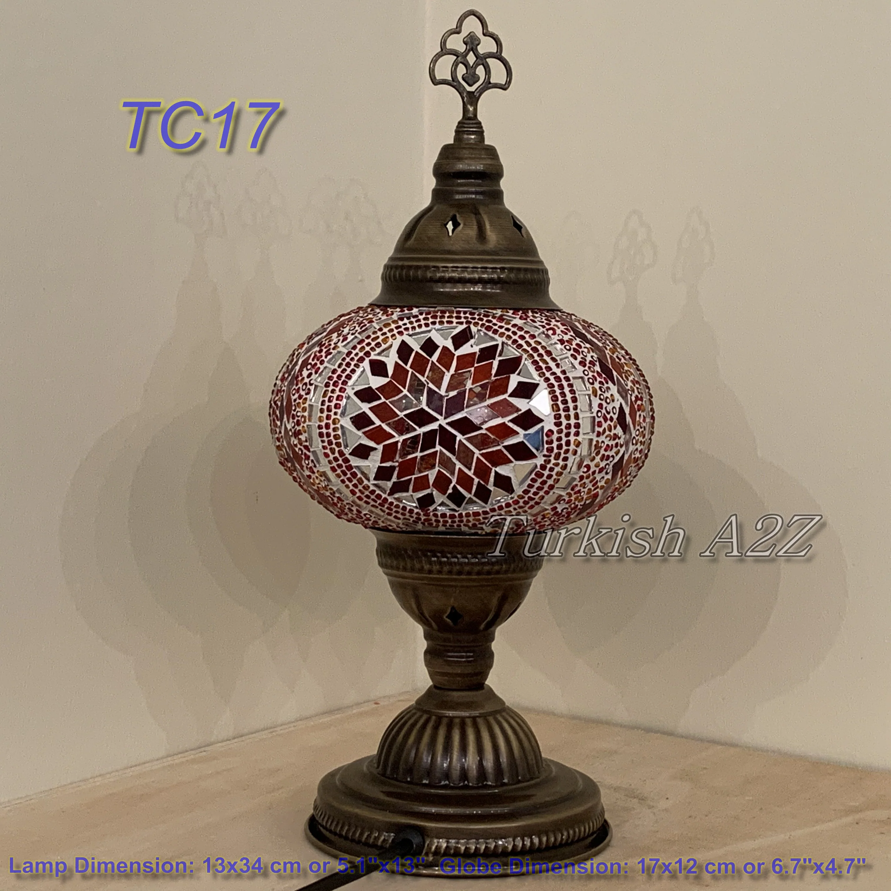 Turkish Mosaic Table Lamp Large Globe ID: TL-10 - Image 37