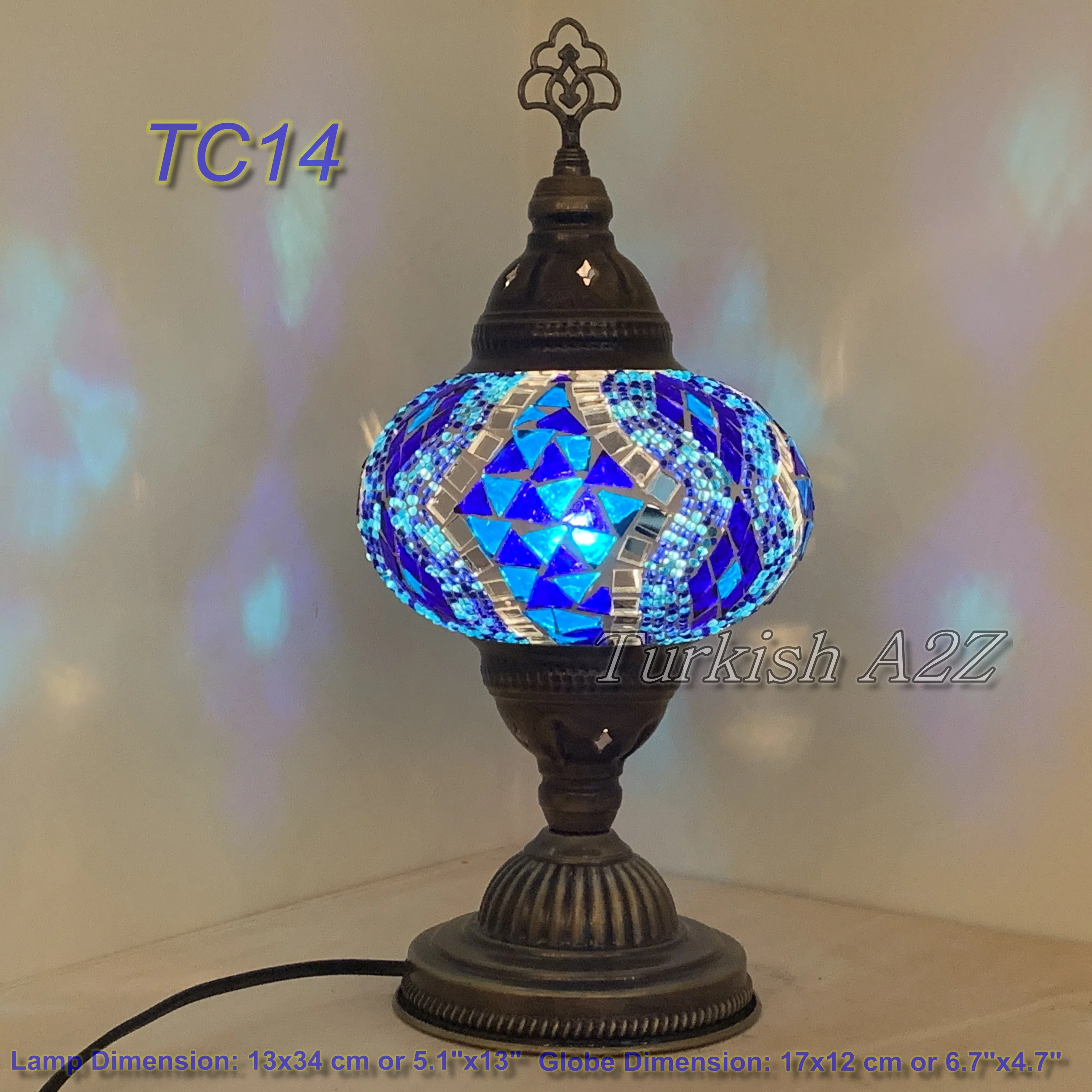 Turkish Mosaic Table Lamp Large Globe ID: TL-10 - Image 44