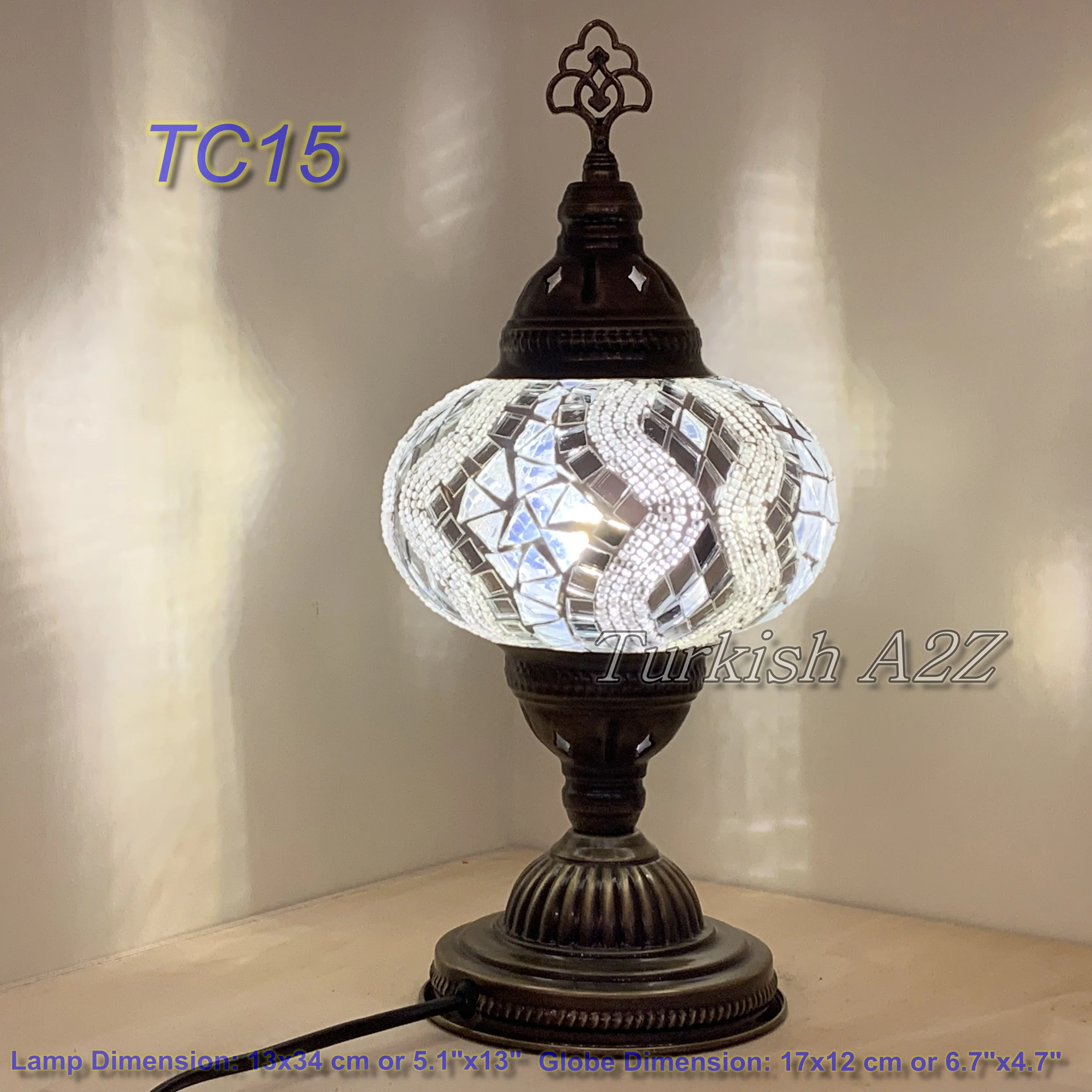 Turkish Mosaic Table Lamp Large Globe ID: TL-10 - Image 48