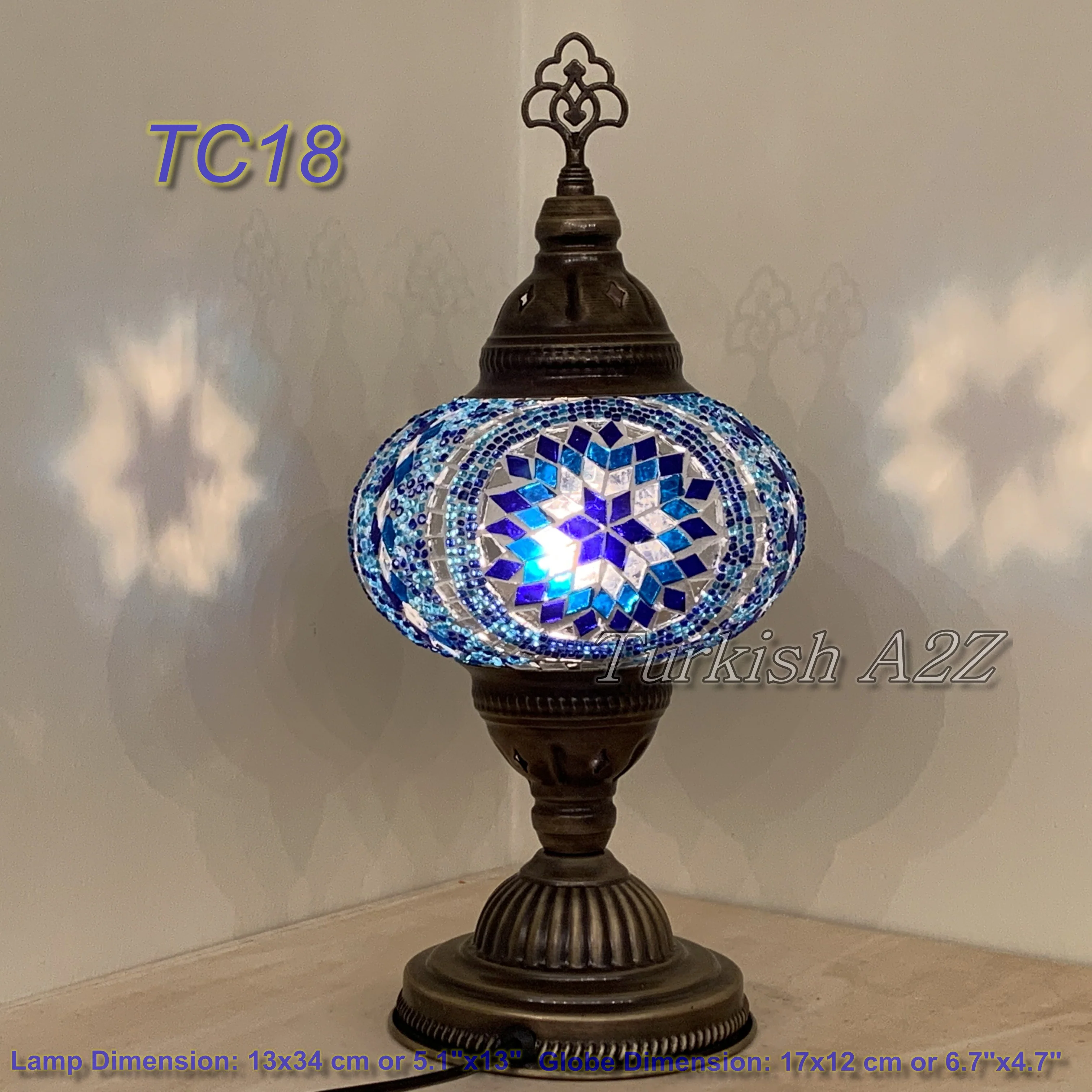 Turkish Mosaic Table Lamp Large Globe ID: TL-10 - Image 56