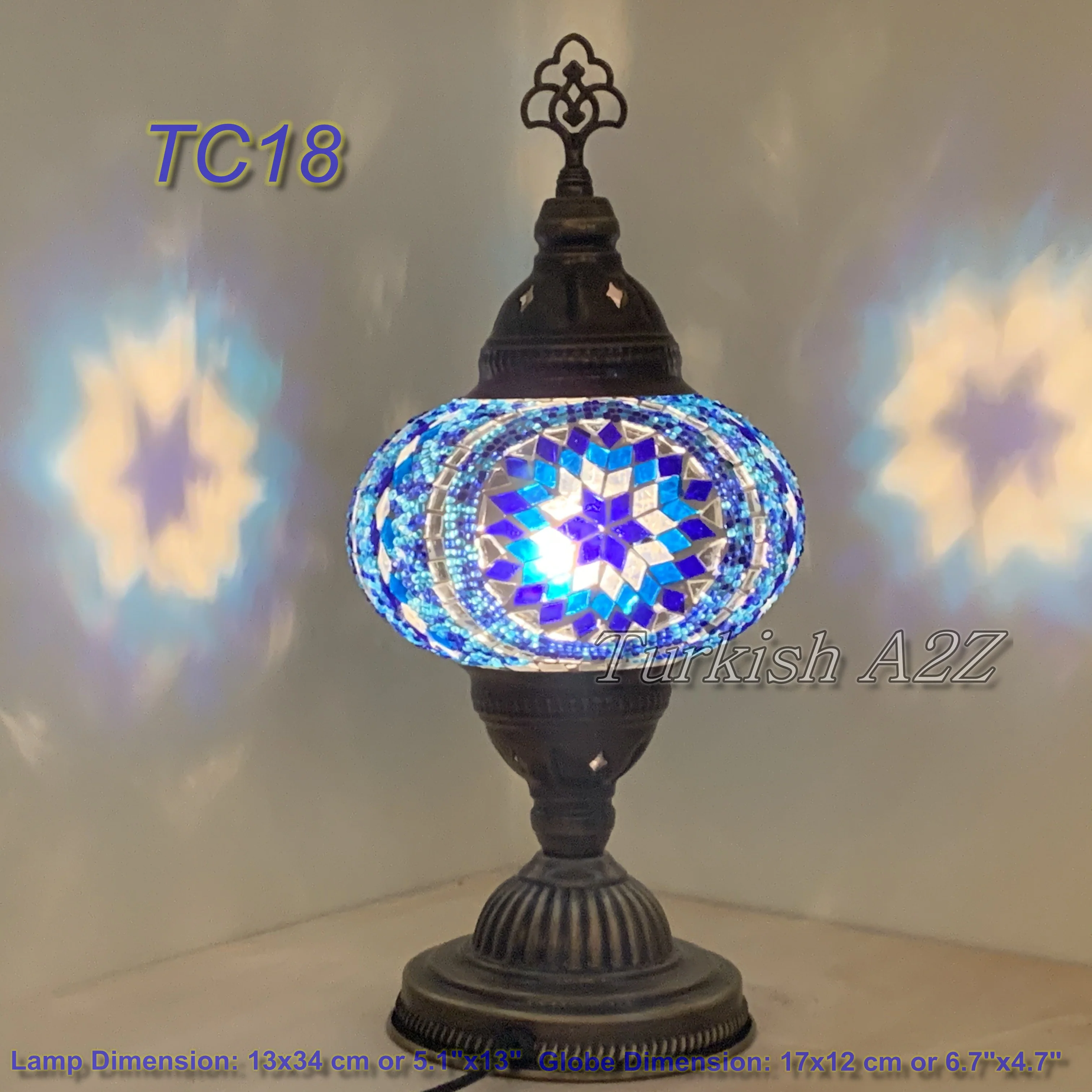 Turkish Mosaic Table Lamp Large Globe ID: TL-10 - Image 58