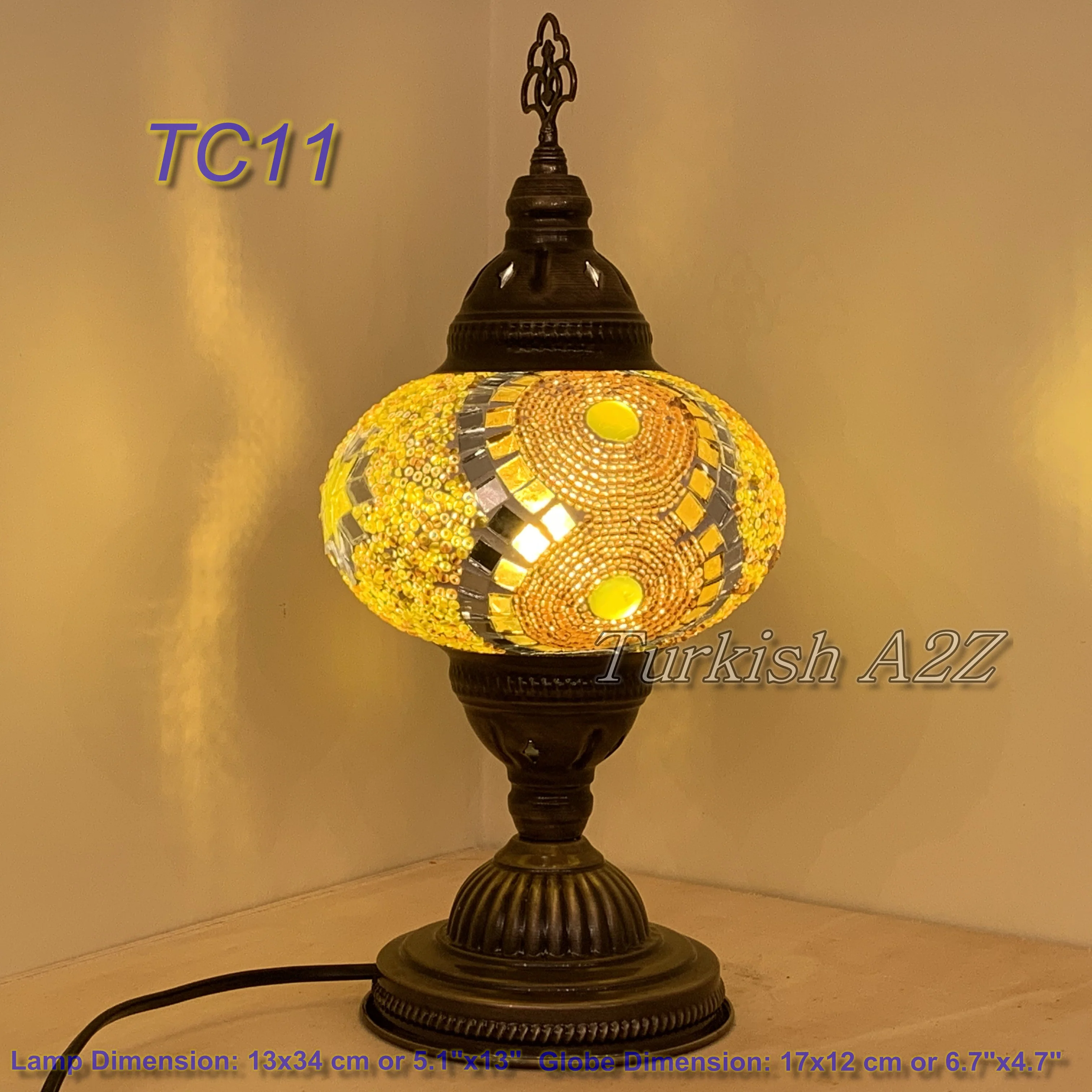 Turkish Mosaic Table Lamp Large Globe ID: TL-10 - Image 7