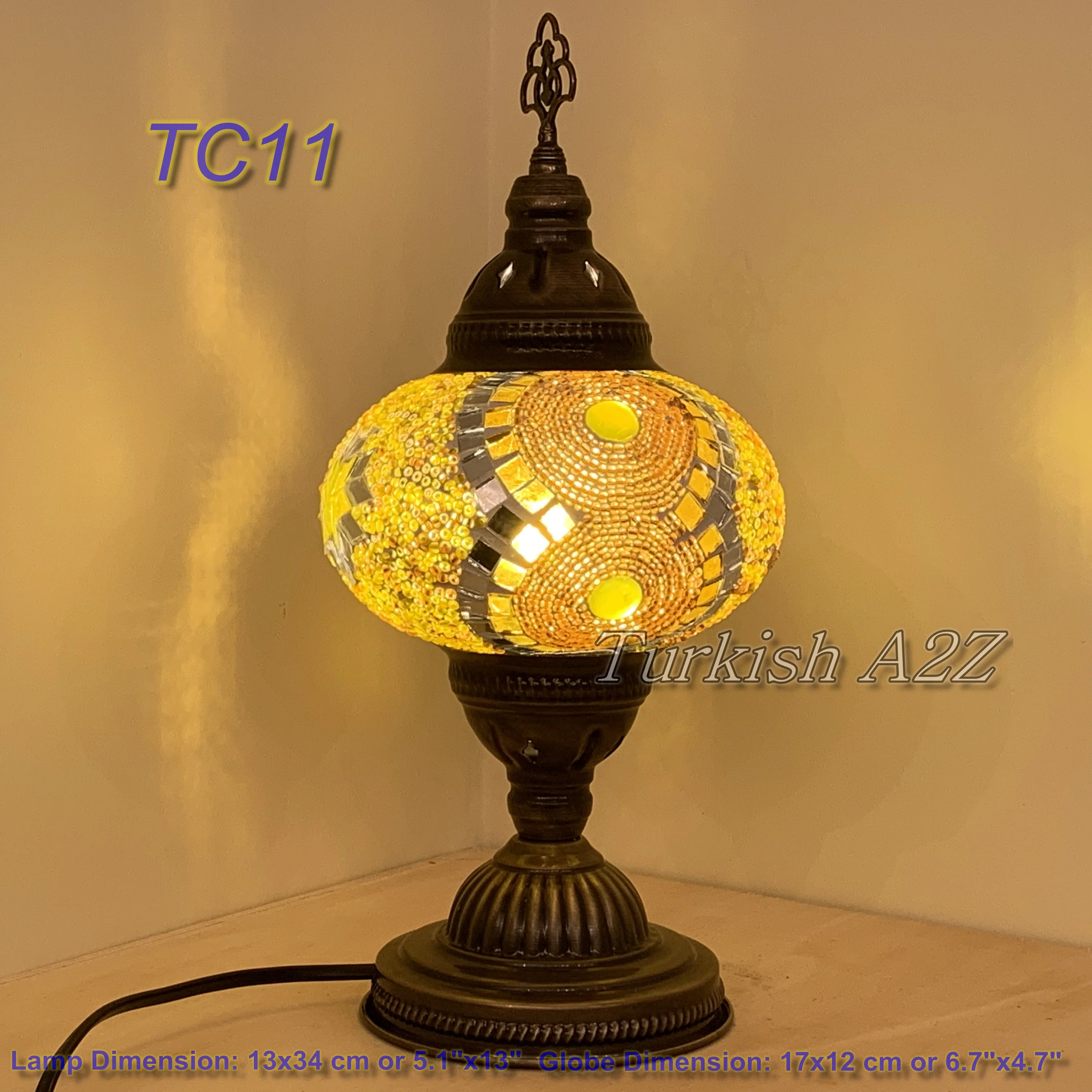 Turkish Mosaic Table Lamp Large Globe ID: TL-10 - Image 8