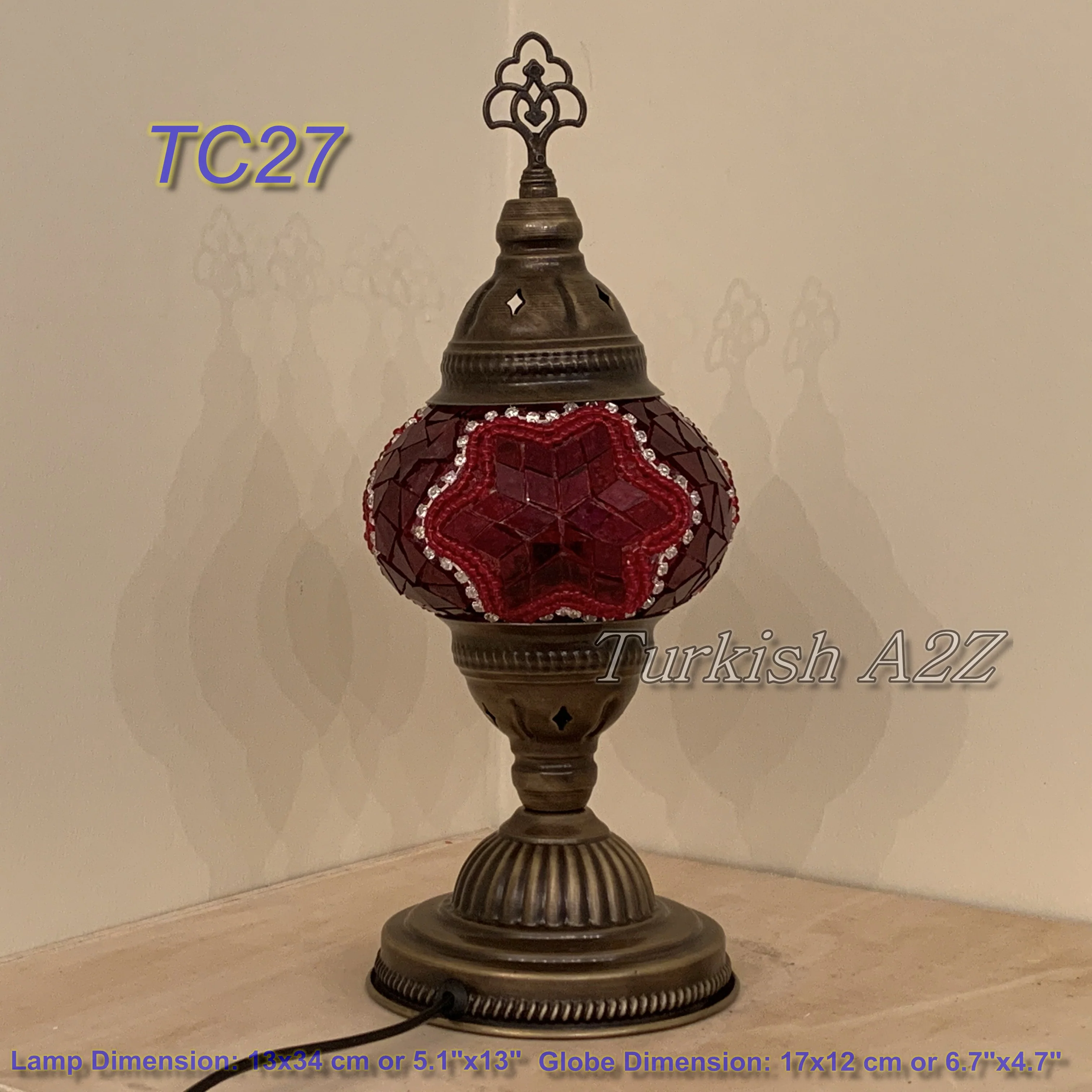 Turkish Mosaic Table Lamp Large Globe ID: TL-11 - Image 17
