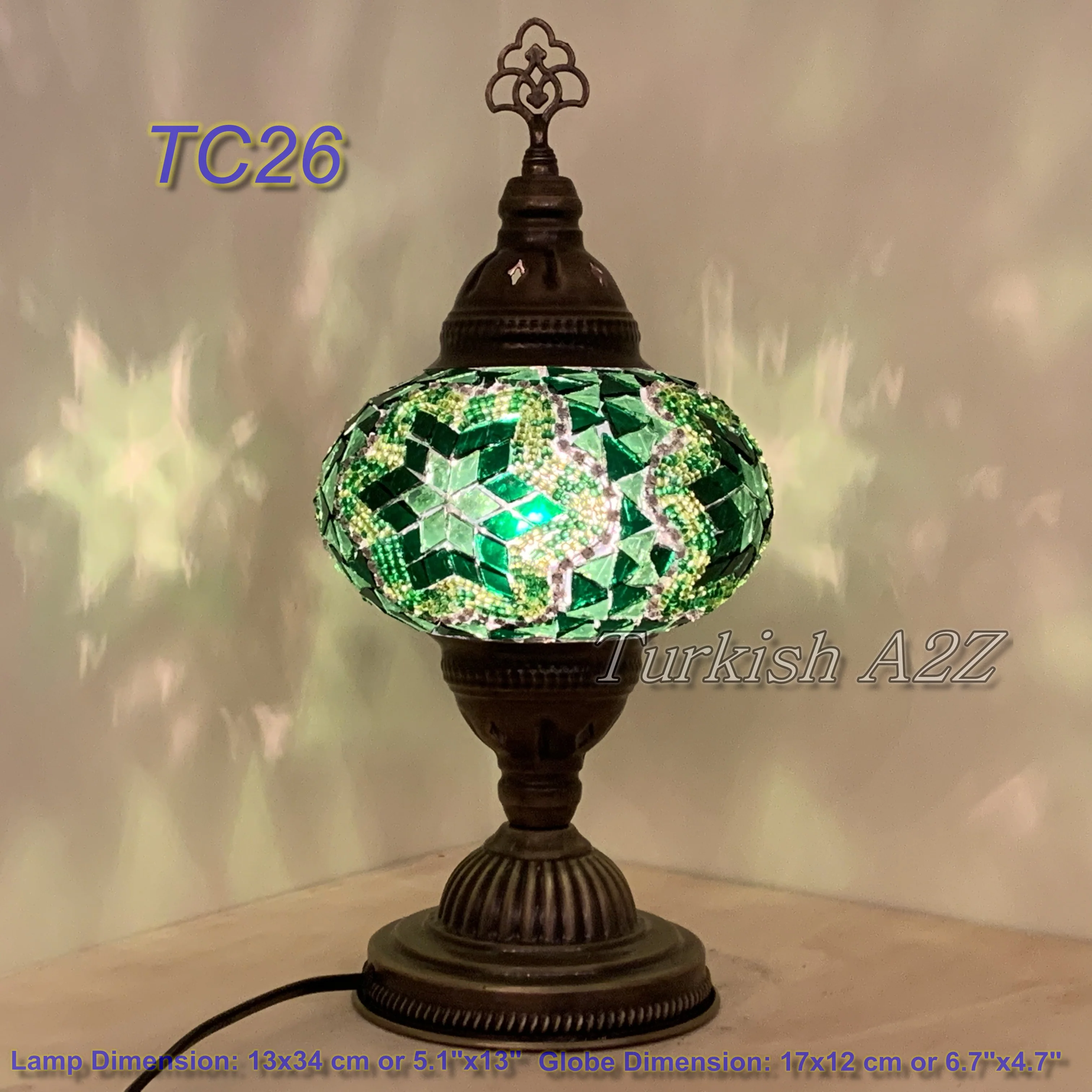 Turkish Mosaic Table Lamp Large Globe ID: TL-11 - Image 19