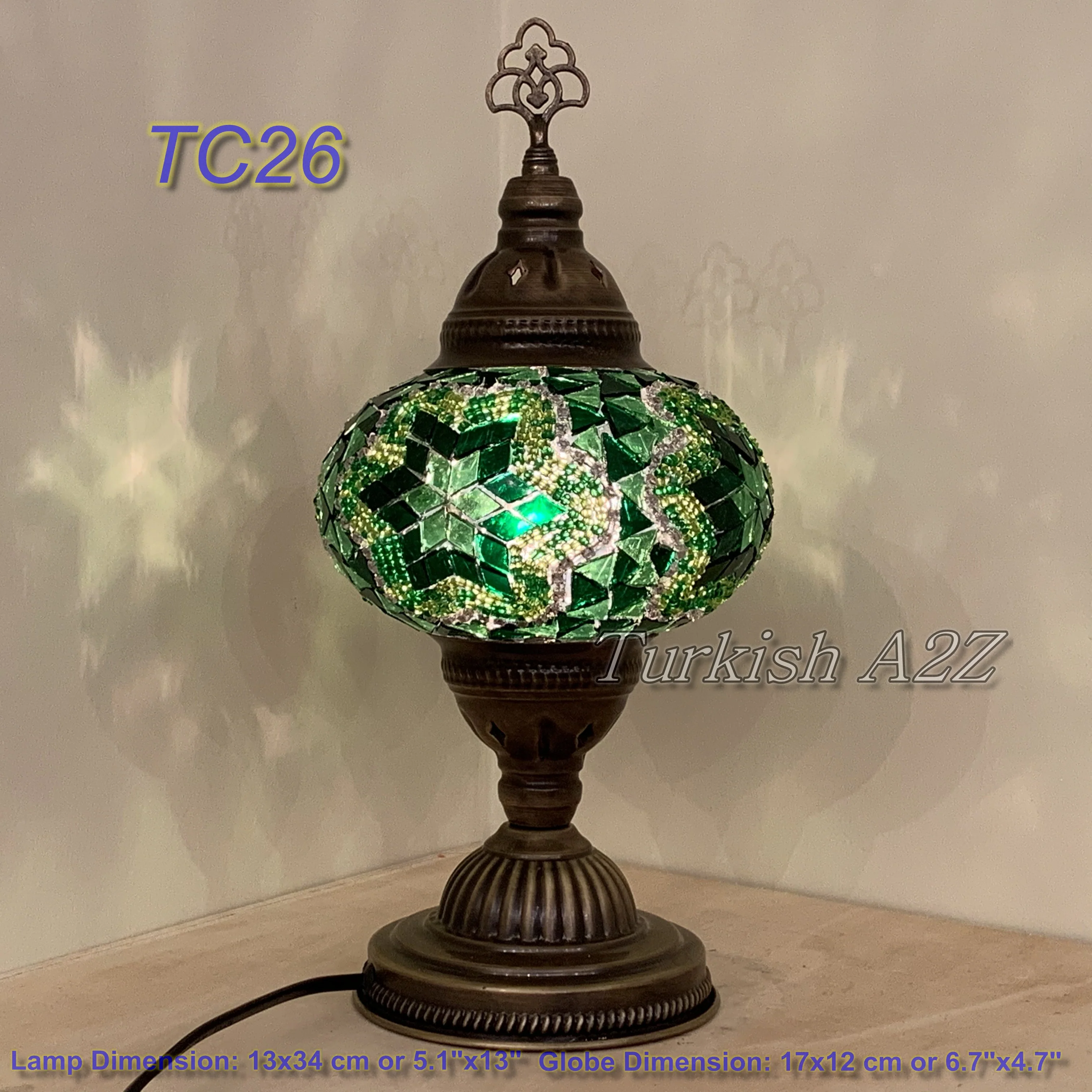 Turkish Mosaic Table Lamp Large Globe ID: TL-11 - Image 21