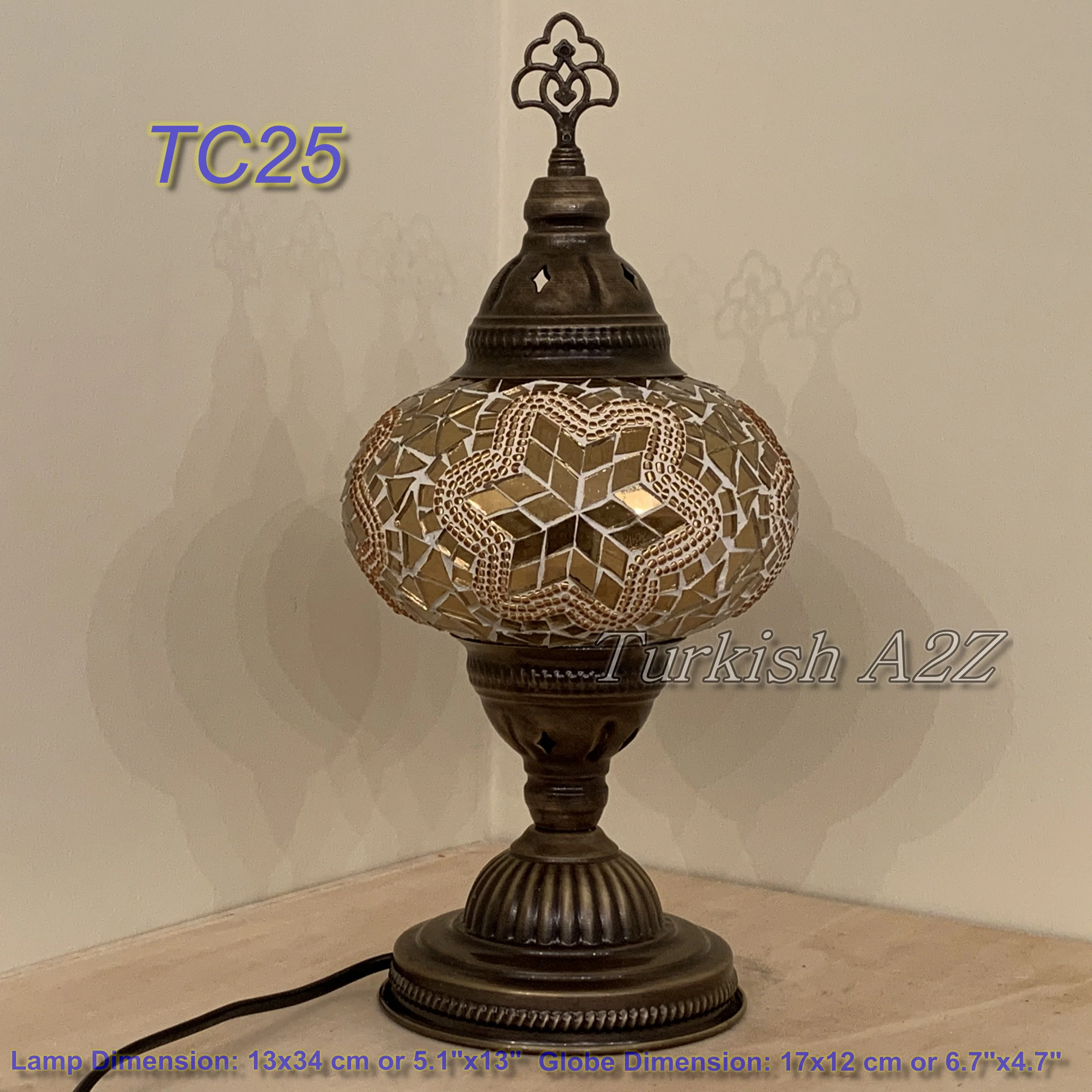 Turkish Mosaic Table Lamp Large Globe ID: TL-11 - Image 22