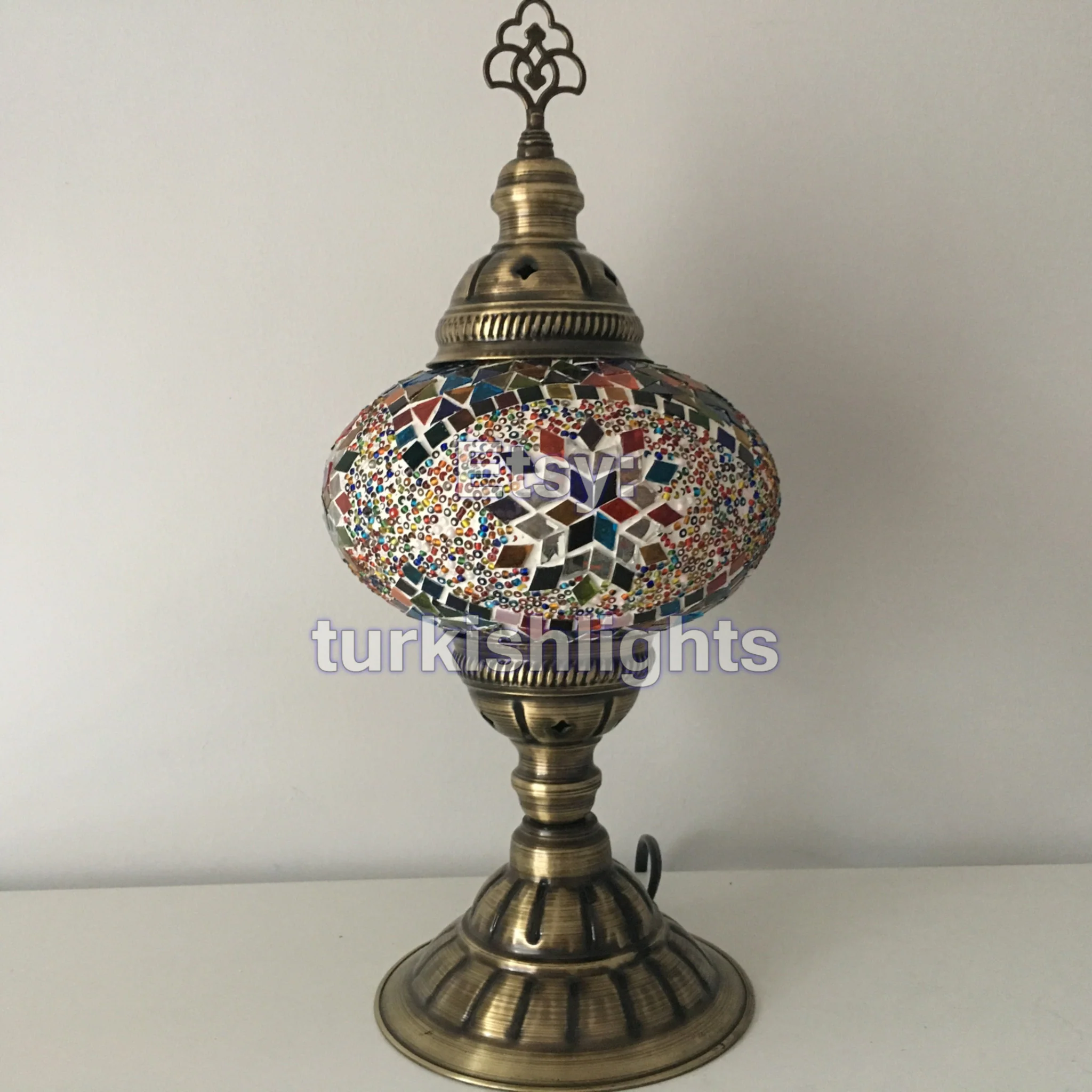 Turkish Mosaic Table Lamp Large Globe ID: TL-2 - Image 3