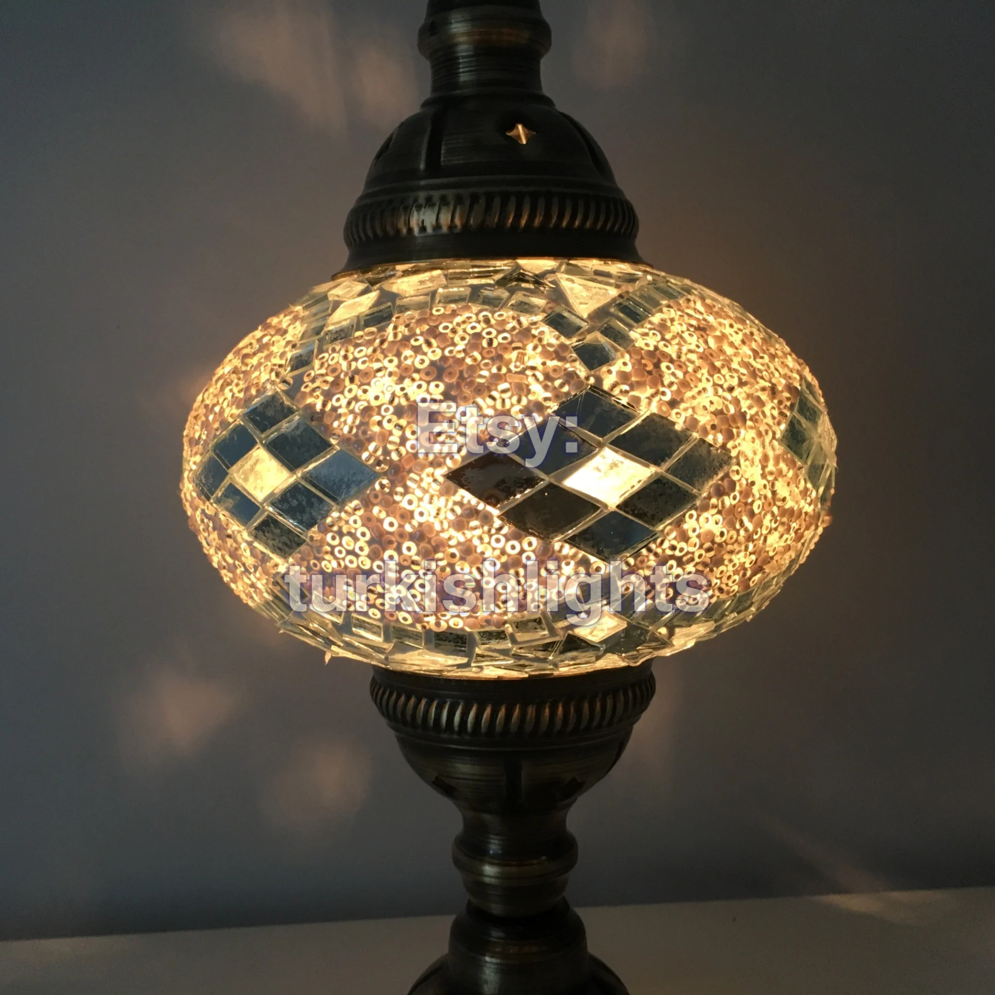 Turkish Mosaic Table Lamp Large Globe ID: TL-4 - Image 2