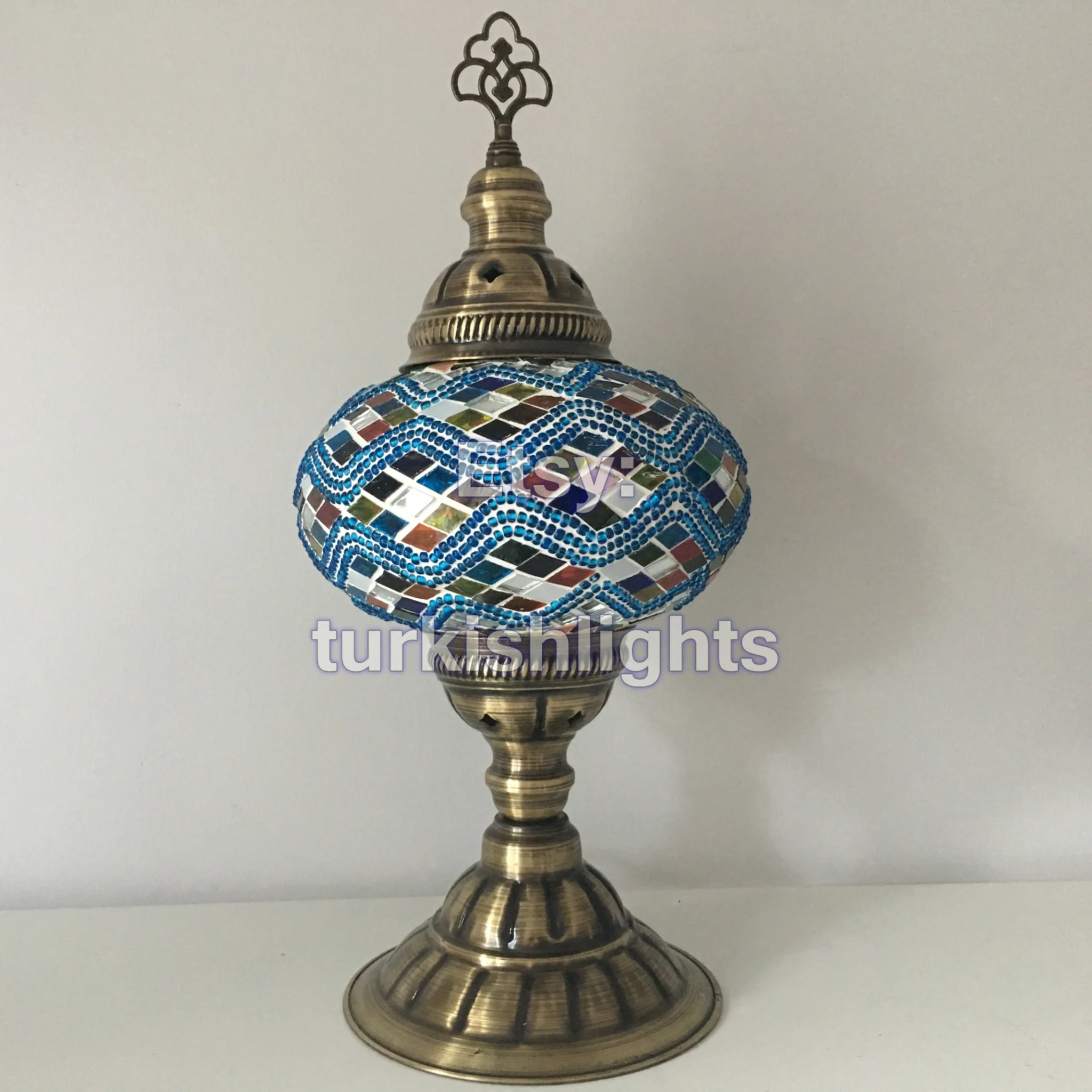 Turkish Mosaic Table Lamp Large Globe ID: TL-5 - Image 3