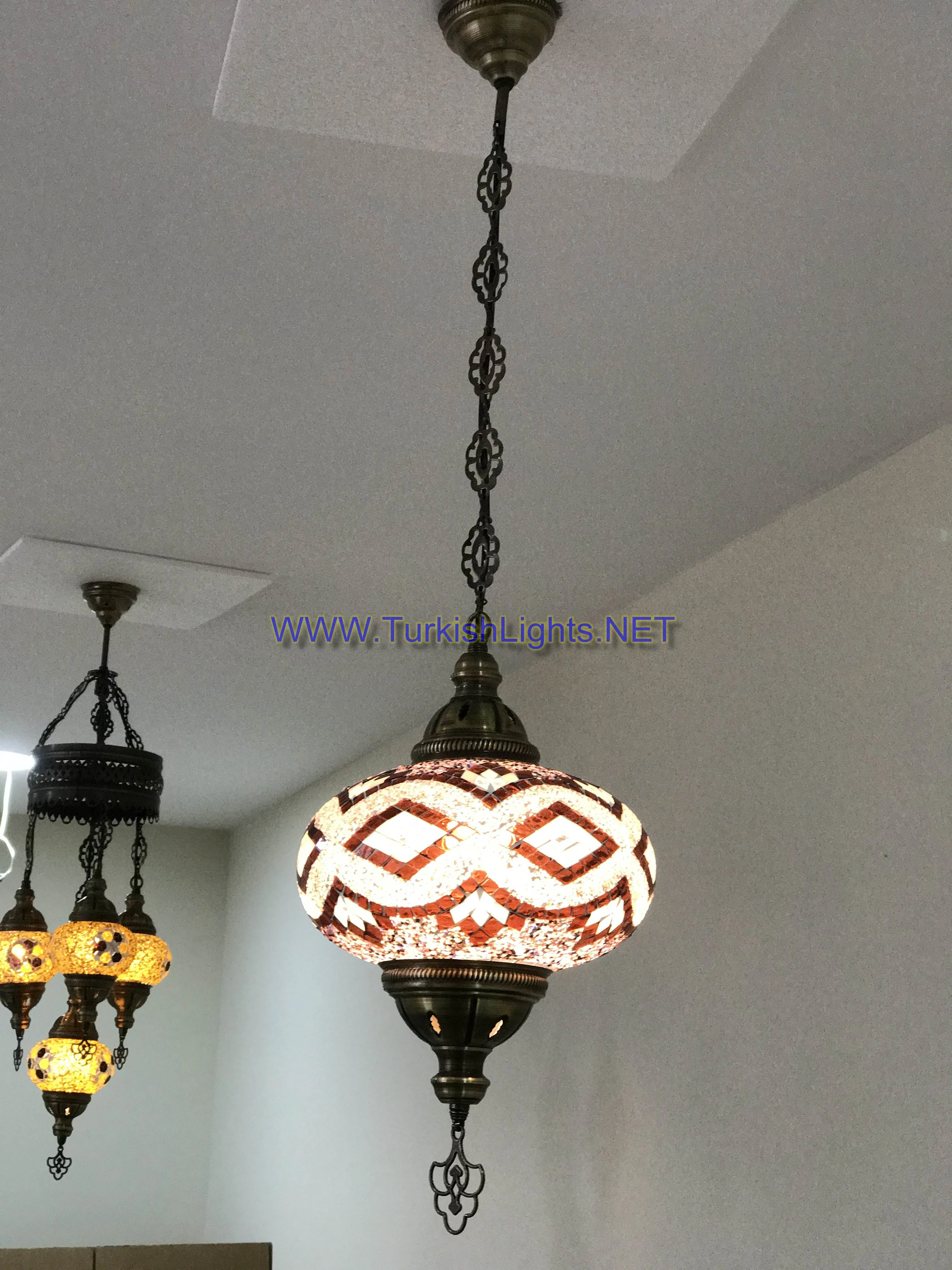 Turkish Handmade Mosaic Hanging Lamp - Extra Large Globe - Image 3