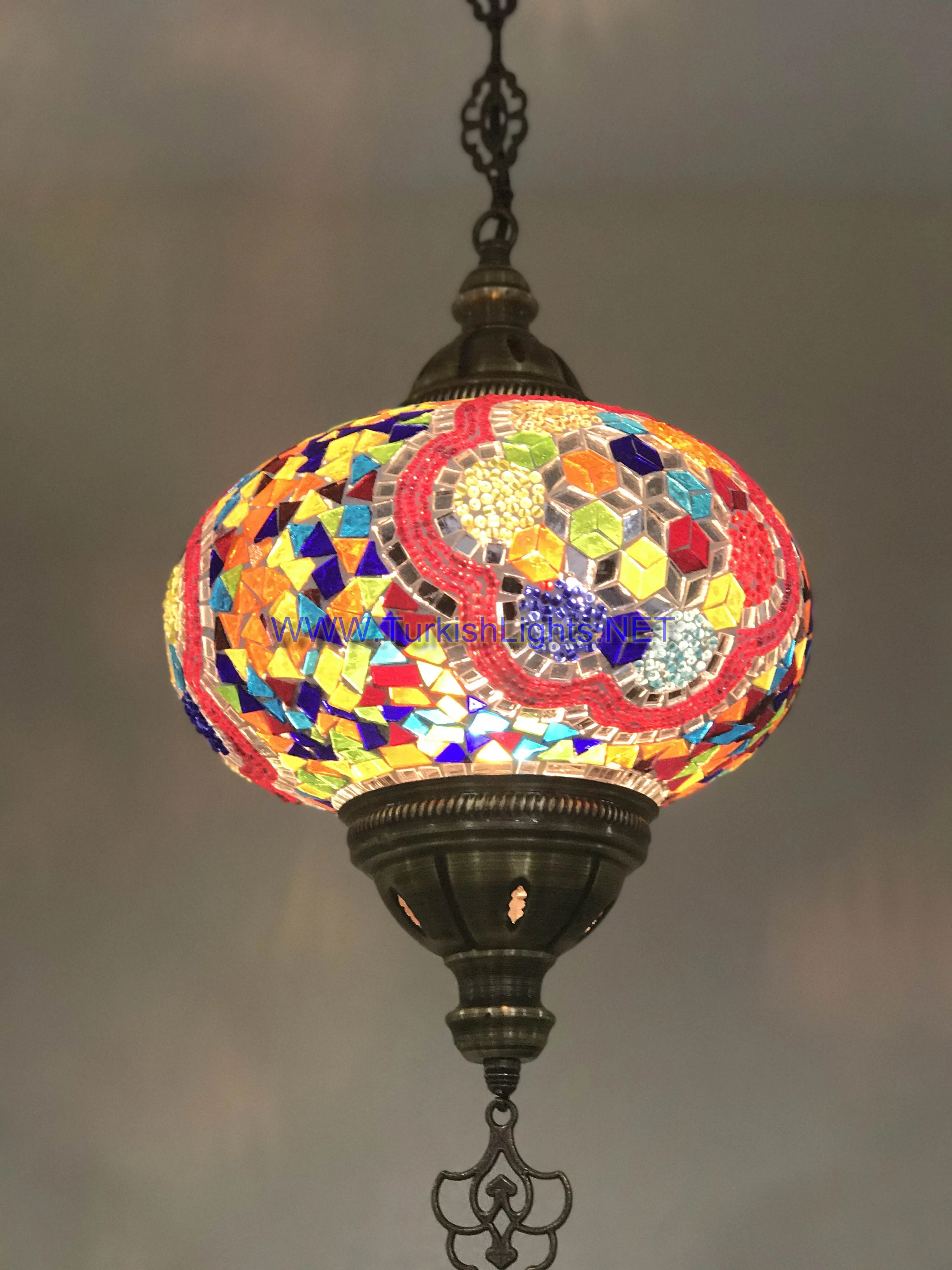 Turkish Handmade Mosaic  Hanging Lamp - Extra Large Globe
