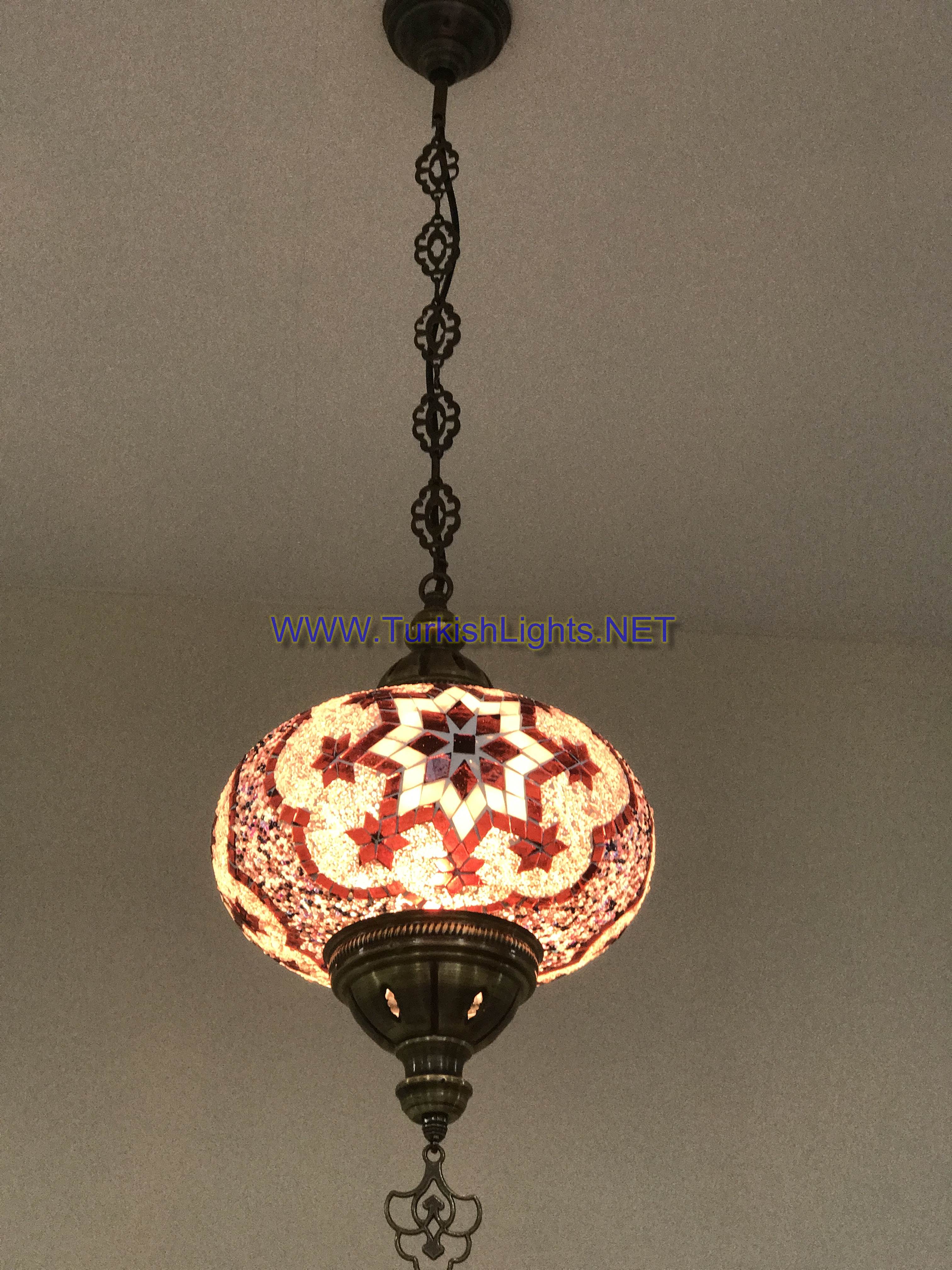 Turkish Handmade Mosaic  Hanging Lamp - Extra Large Globe - Image 6
