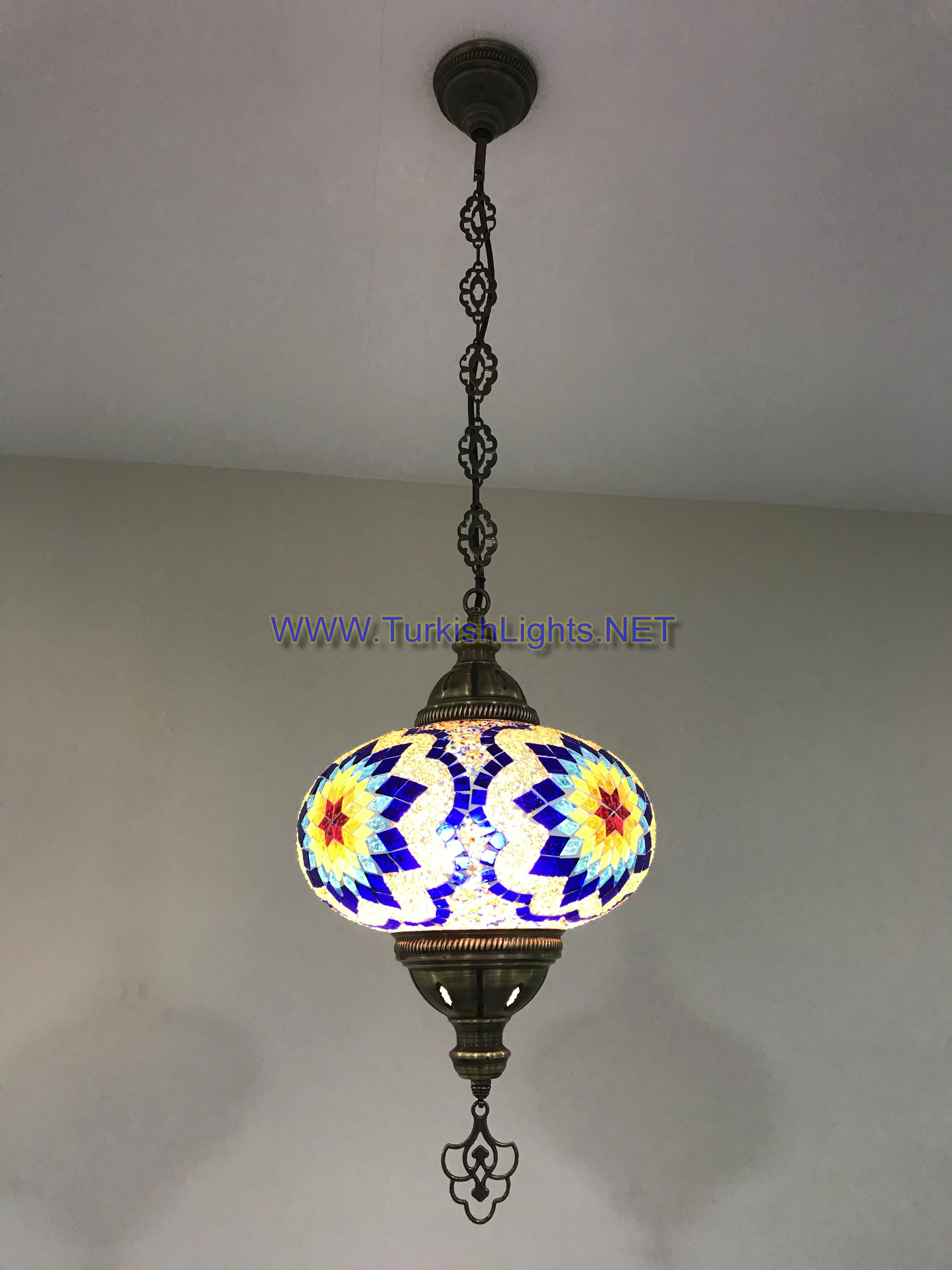 Turkish Handmade Mosaic  Hanging Lamp - Extra Large Globe - Image 3