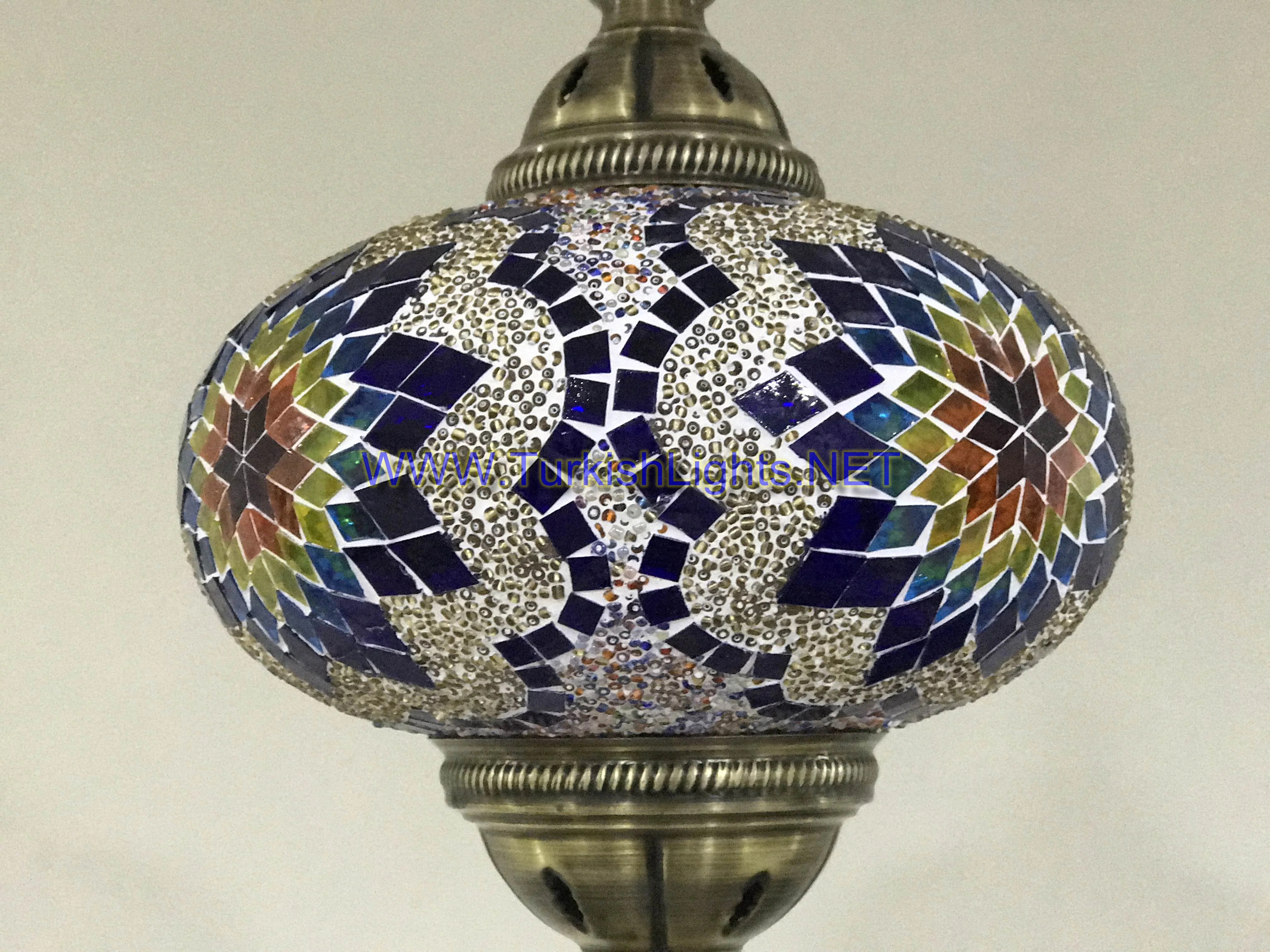 Turkish Handmade Mosaic  Hanging Lamp - Extra Large Globe - Image 5